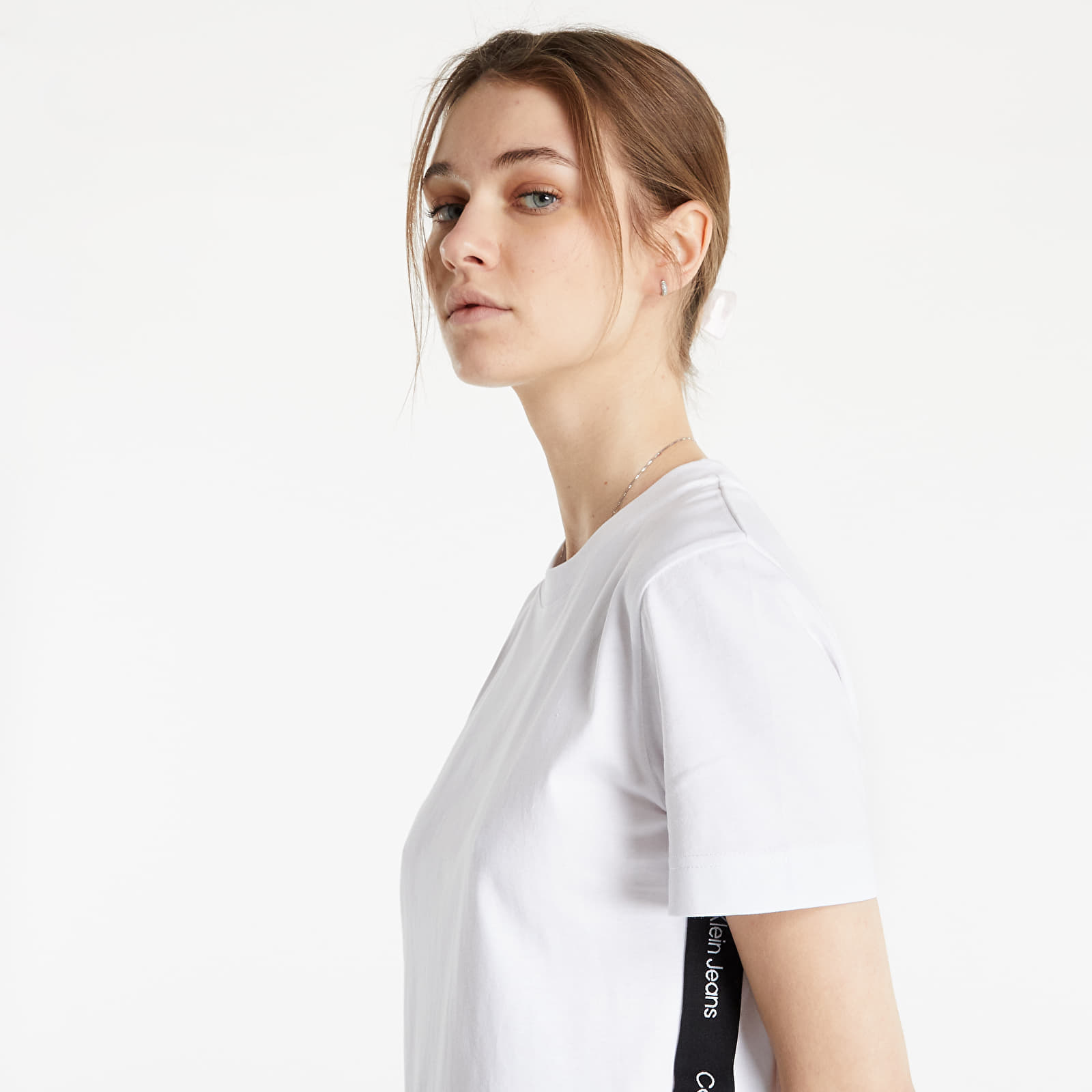 Φορέματα CALVIN KLEIN JEANS Side Contrast Tape T-Shirt Dress Bright White
