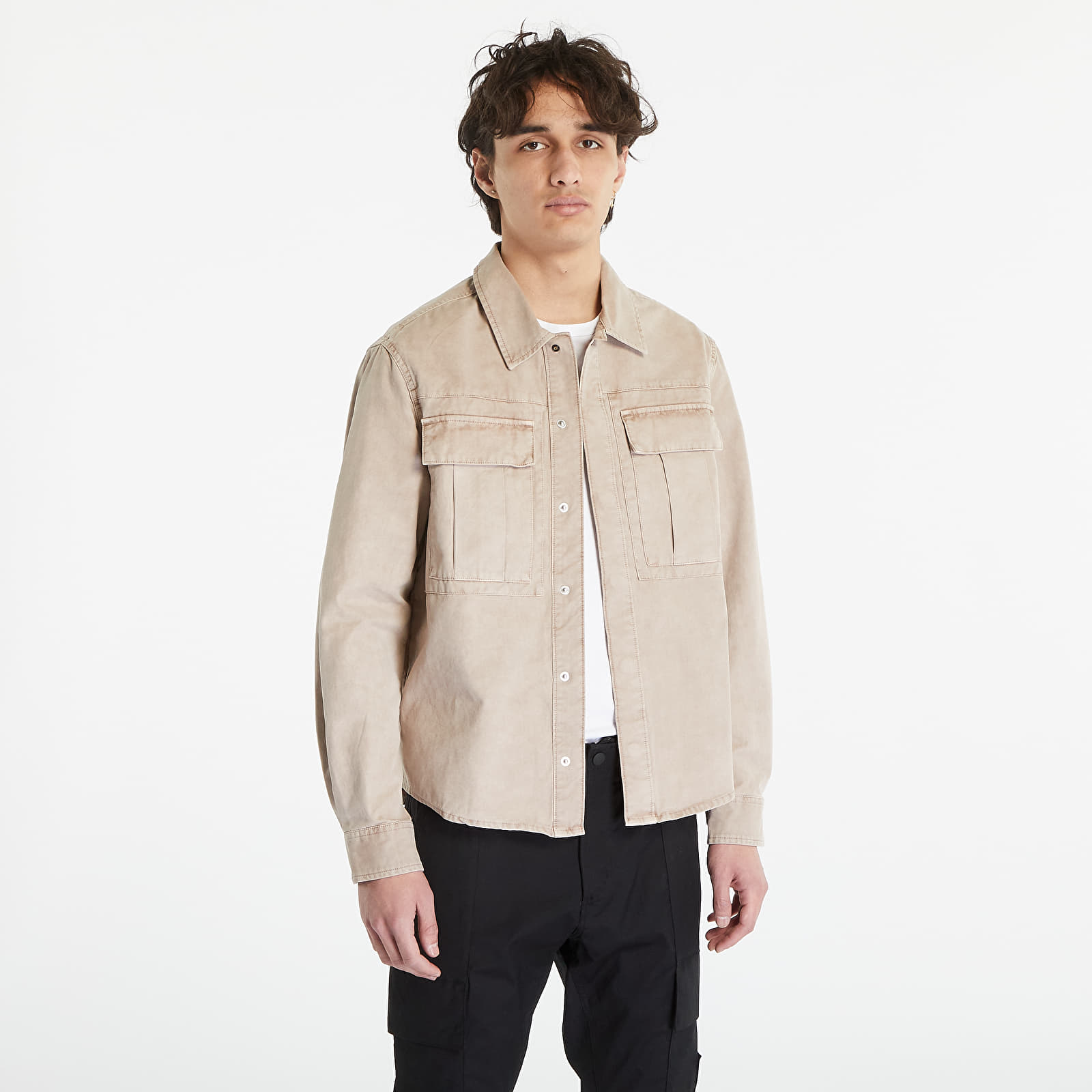 Košile CALVIN KLEIN JEANS Mineral Dye Utility Casual Shirt Shitake