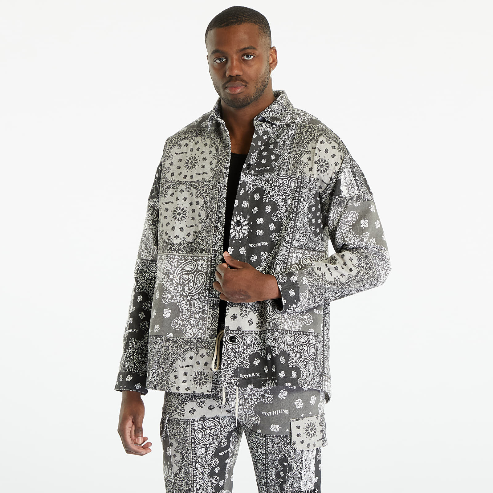 Kurtki Sixth June Bandana Patchwork Jacket Black