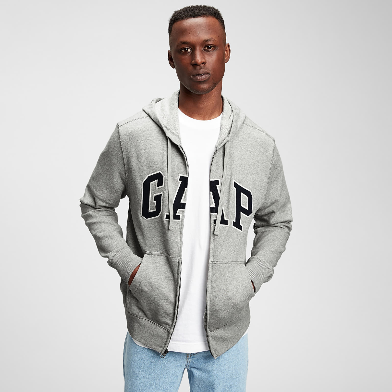 Mikinas ar kapuci un sporta krekli GAP Xls Ft Arch Fz Hoodie Grey Heather