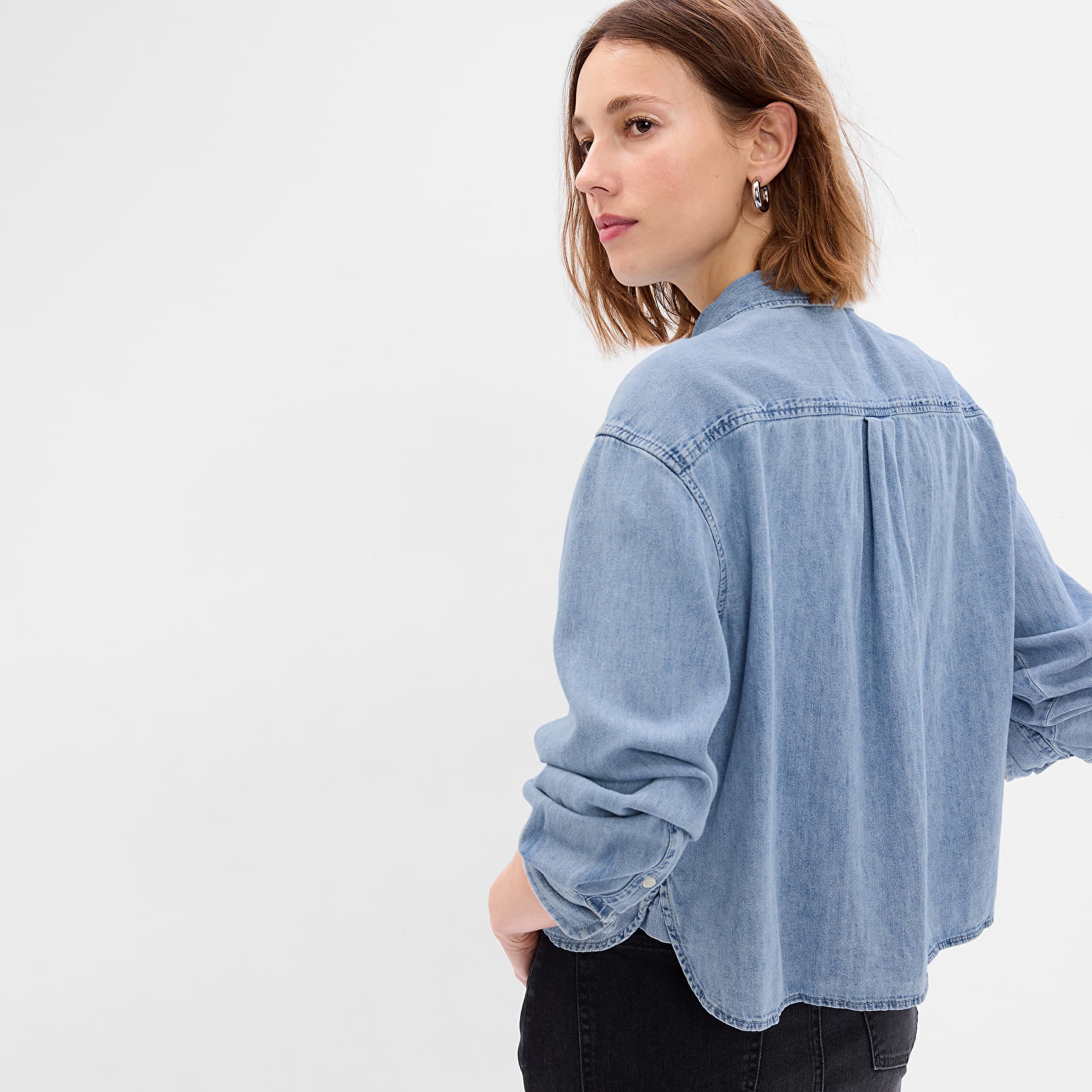 Shirts GAP Ls Cropped Denim Shirt - Lt Sanford Light Wash