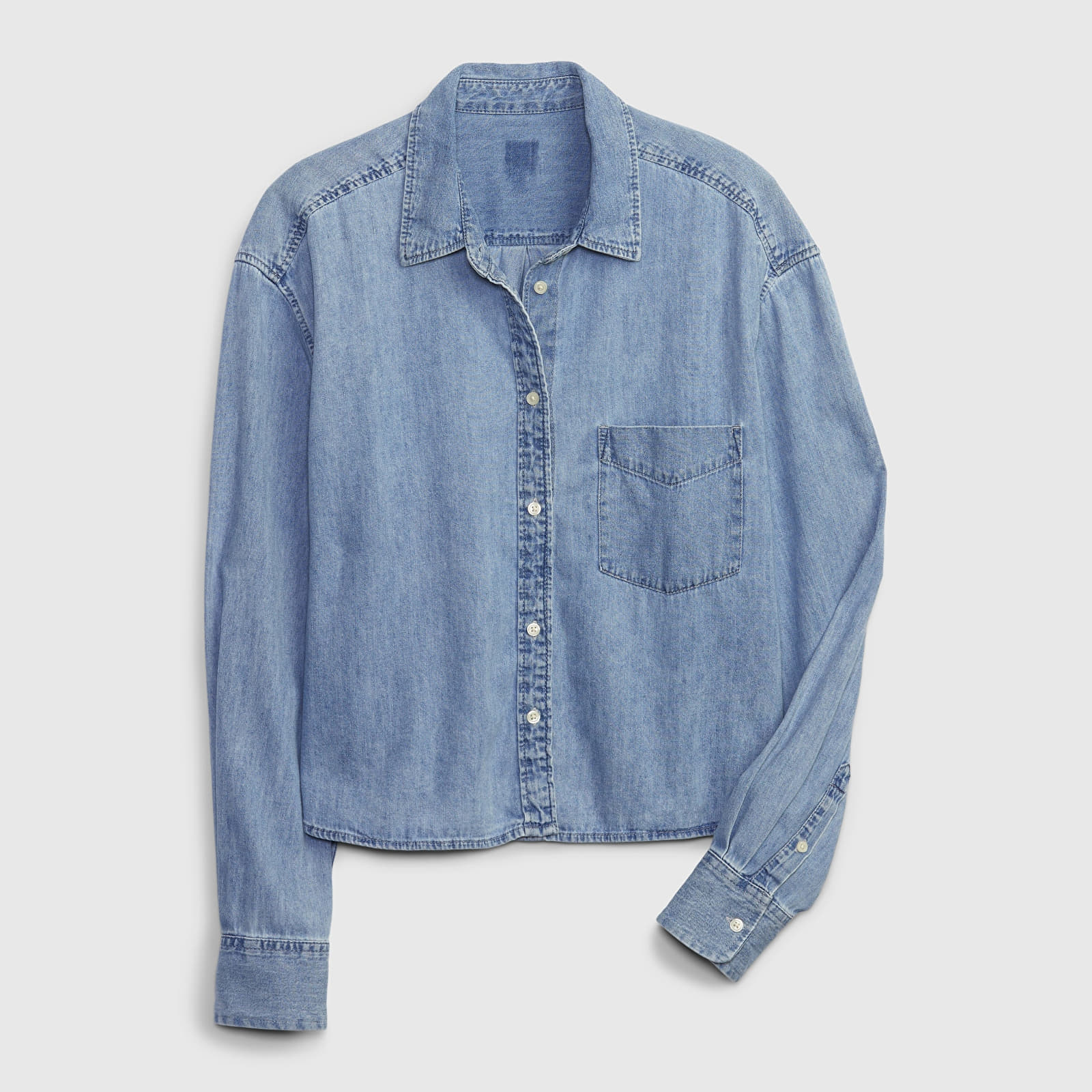 Shirts GAP Ls Cropped Denim Shirt - Lt Sanford Light Wash