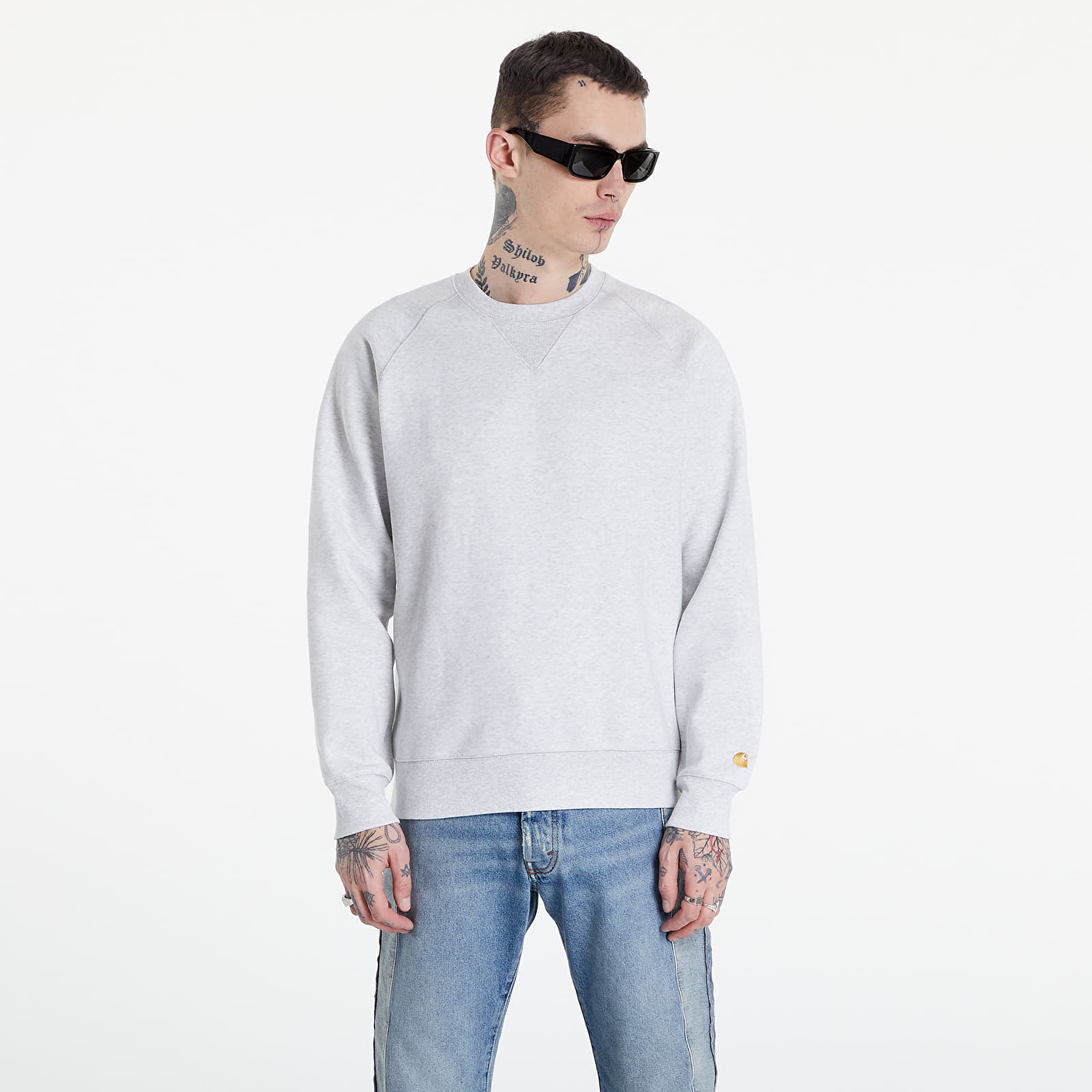 Mikiny a svetry Carhartt WIP Chase Sweat Ash Heather/ Gold 