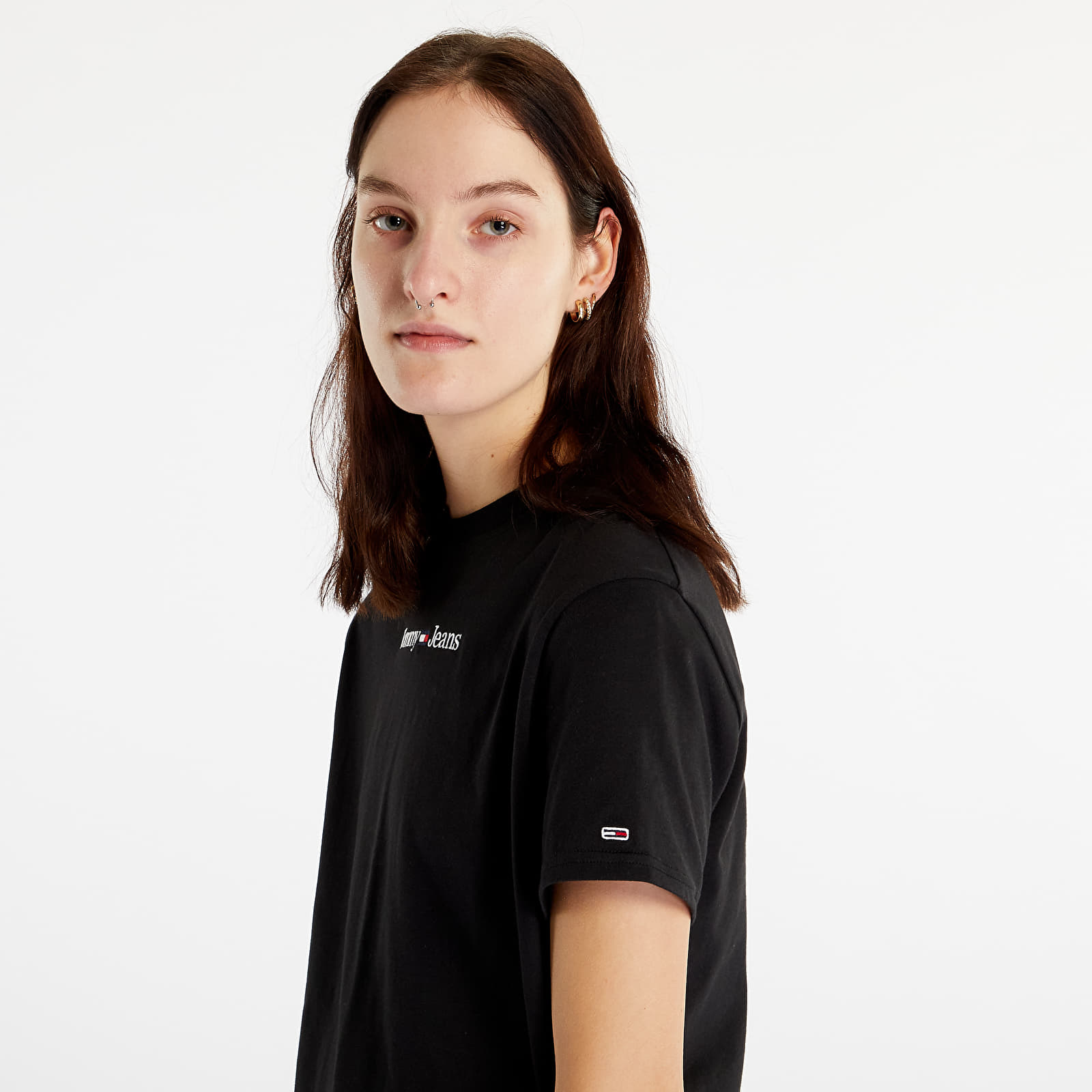 Tričká TOMMY JEANS Classics Serif Linear T-Shirt Black