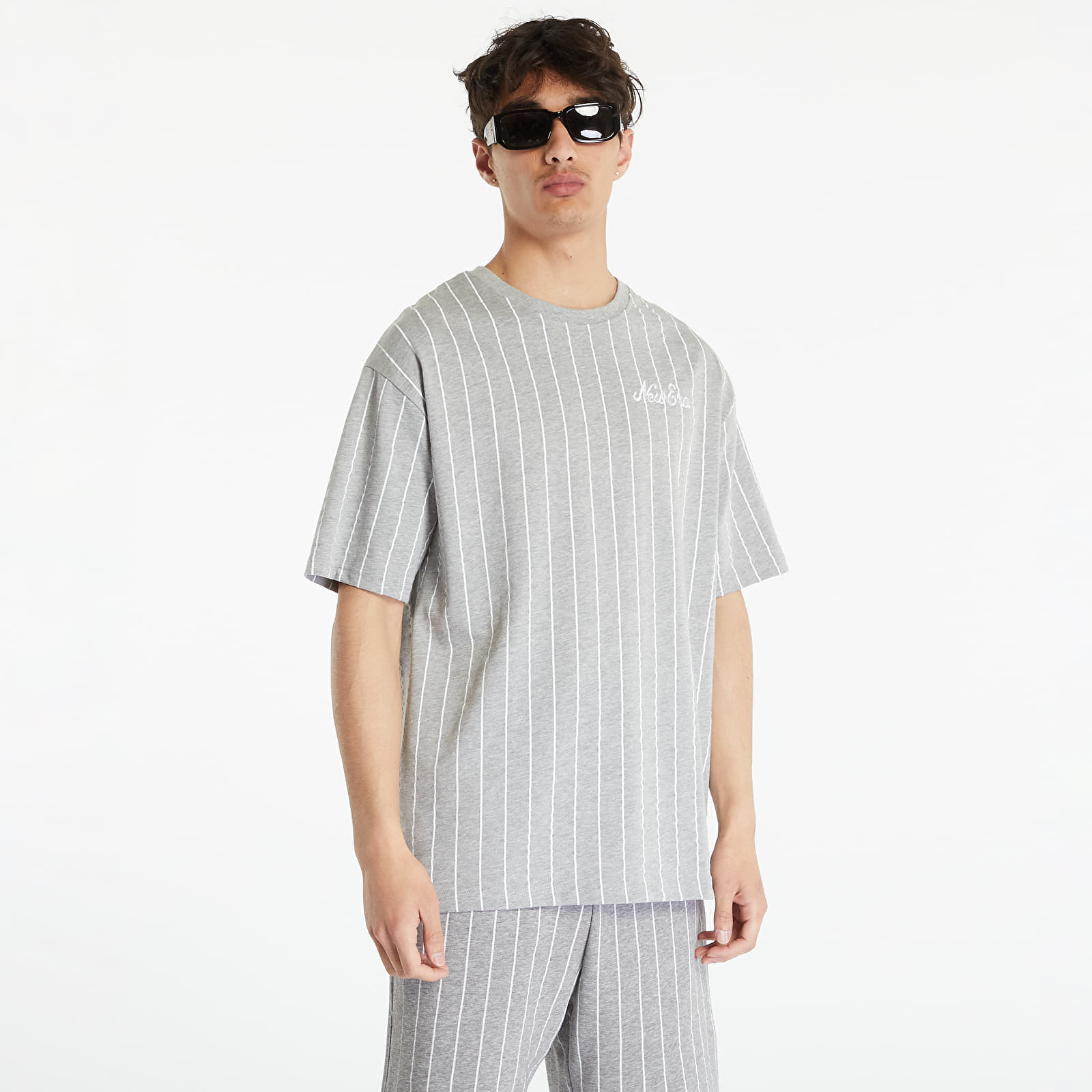 T-shirts New Era Pinstripe Oversized T-Shirt Heather Gray/ White