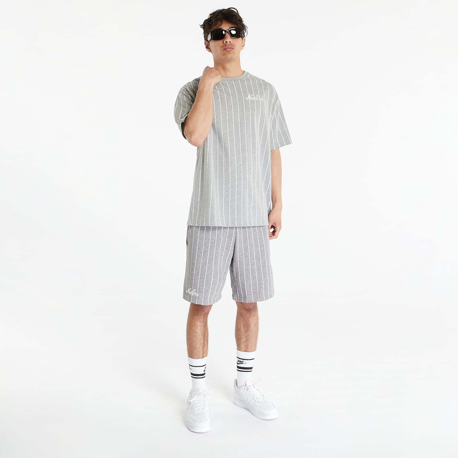 T-shirts New Era Pinstripe Oversized T-Shirt Heather Gray/ White
