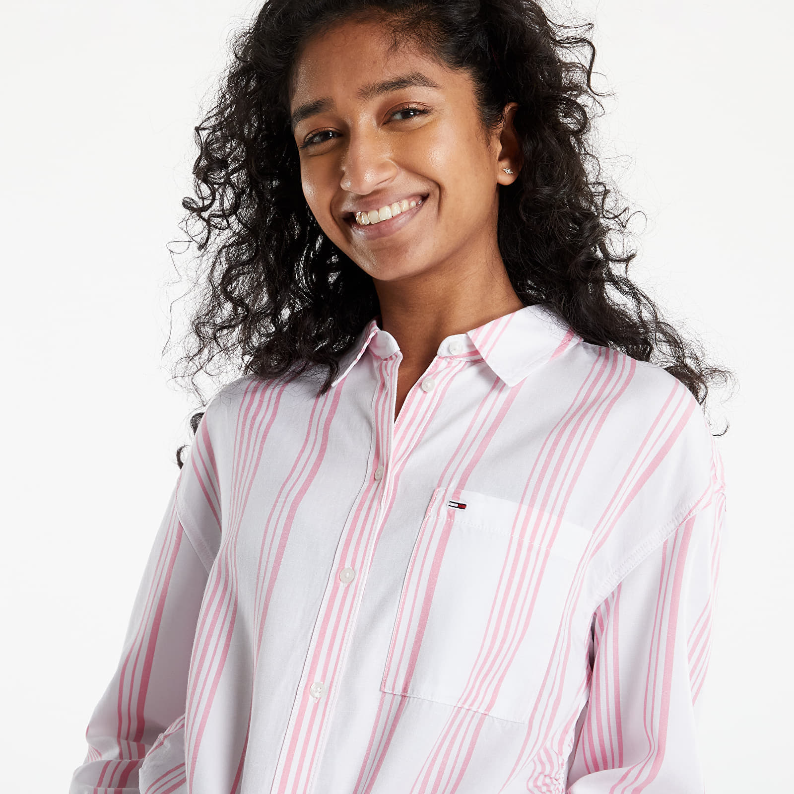 Overhemden TOMMY JEANS Front Tie Stripe Shirt Fresh Pink/ Multi