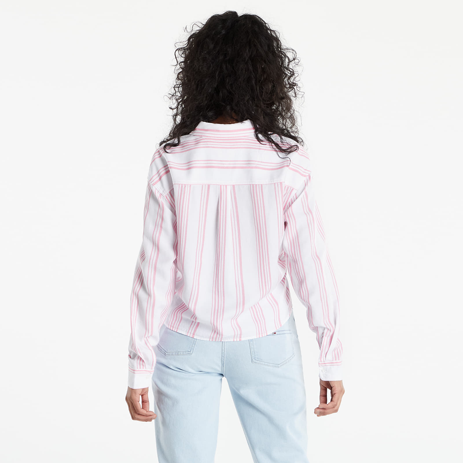 Tricouri TOMMY JEANS Front Tie Stripe Shirt Fresh Pink/ Multi