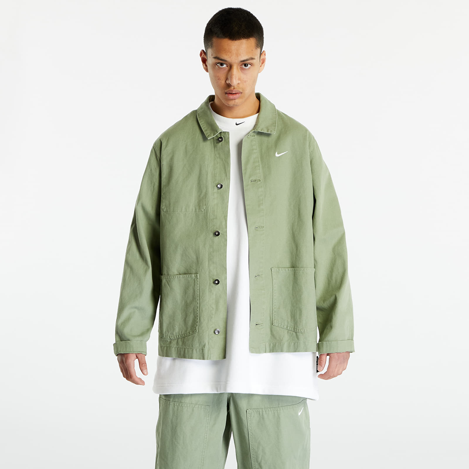 Nike Sportswear Men\'s Unlined Chore Coat Oil Green/ White