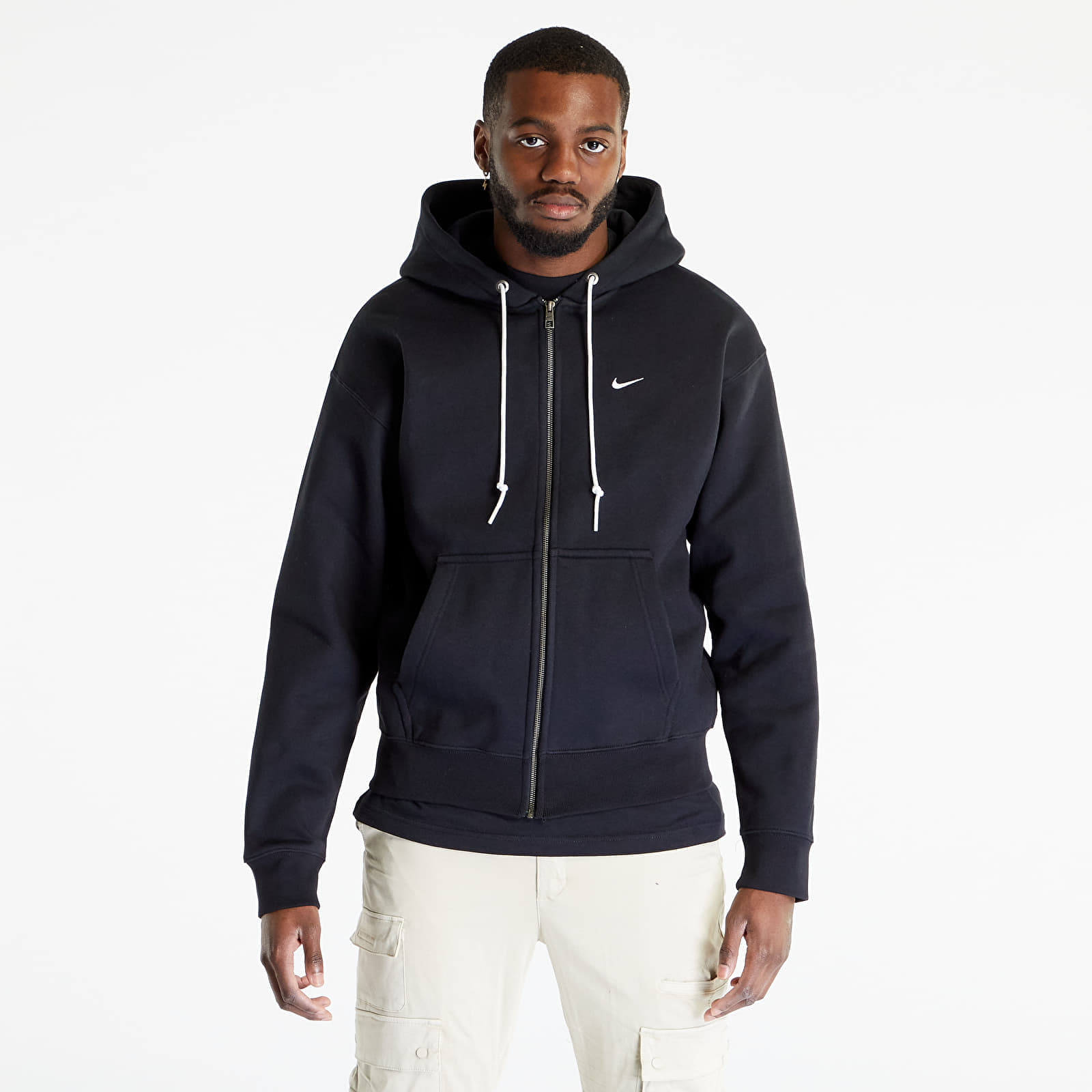 Men's sweatshirts Nike Solo Swoosh Full-Zip Hoodie UNISEX Black/ White