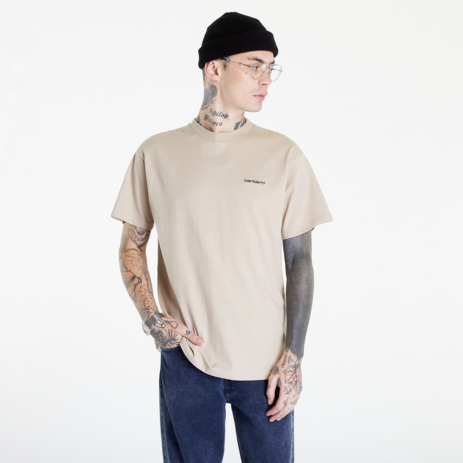 Meeste T-särgid Carhartt WIP S/S Script Embroidery T-Shirt Wall/ Black