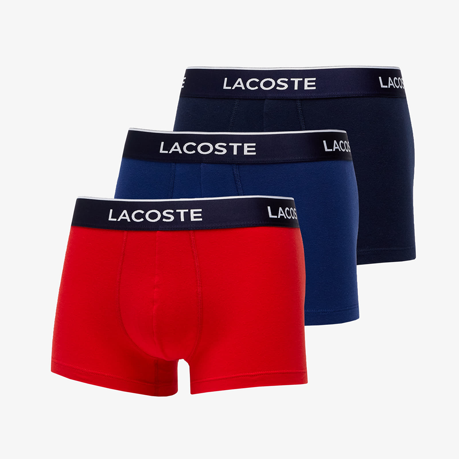 Bokserki LACOSTE Underwear Trunk 3-Pack Navy Blue/ Red/ Methylene