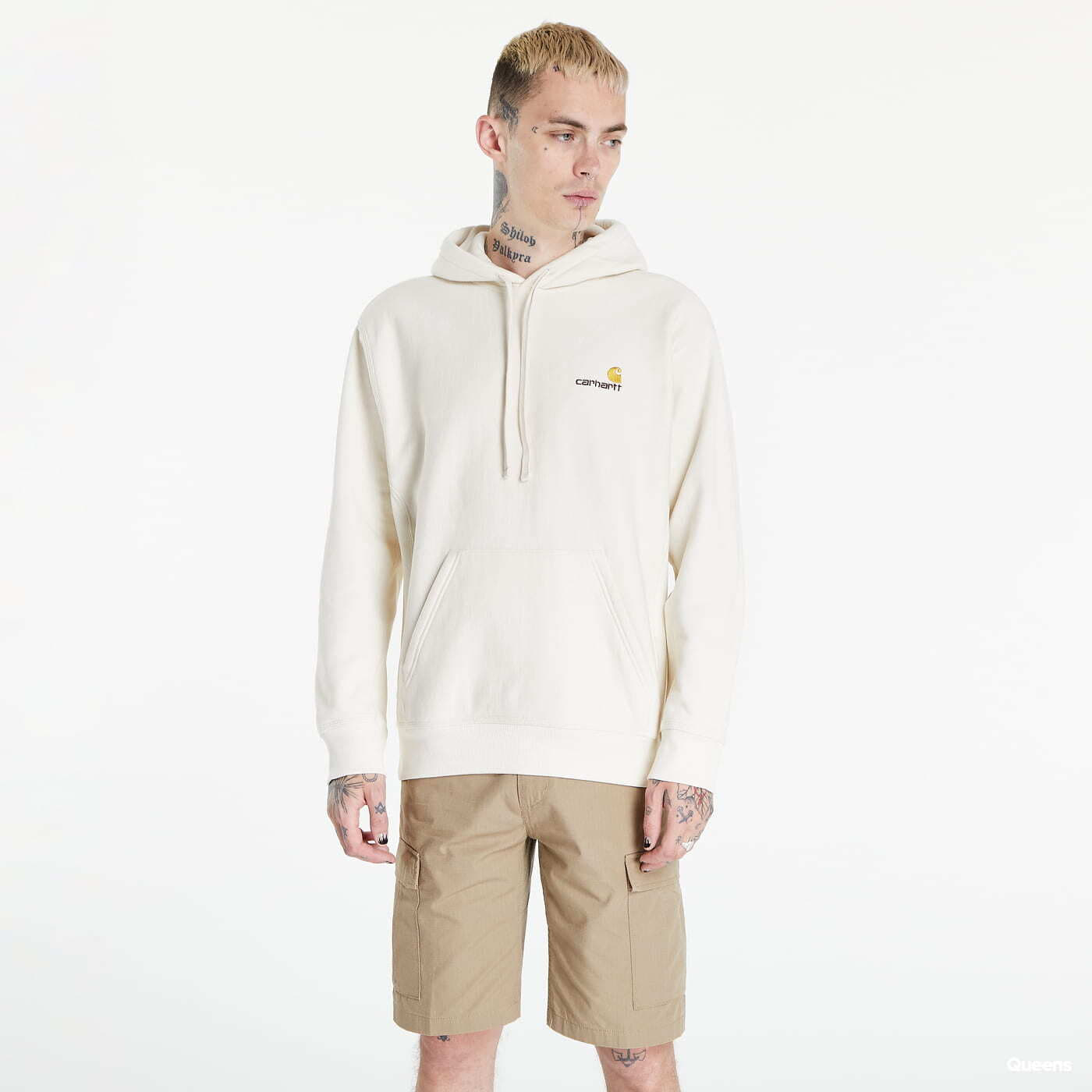 Bluzy męskie Carhartt WIP Hooded American Script Sweat UNISEX Natural