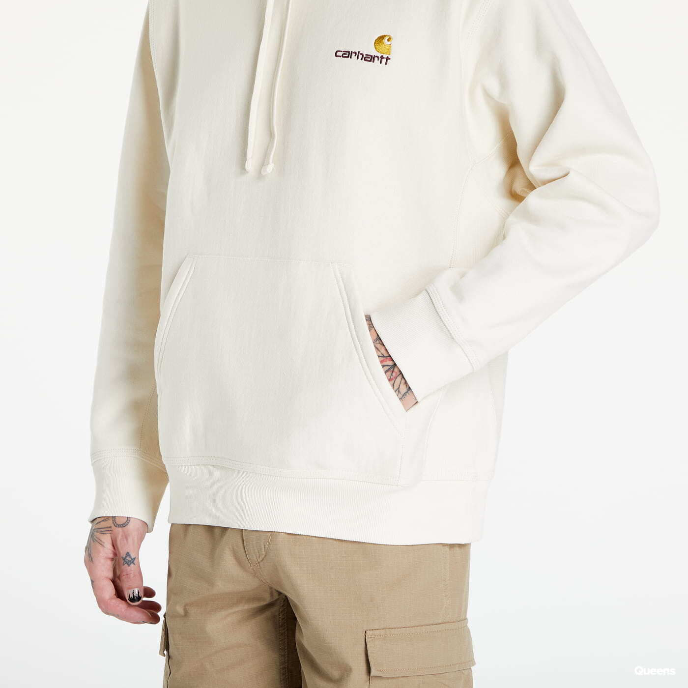Bluzy męskie Carhartt WIP Hooded American Script Sweat UNISEX Natural