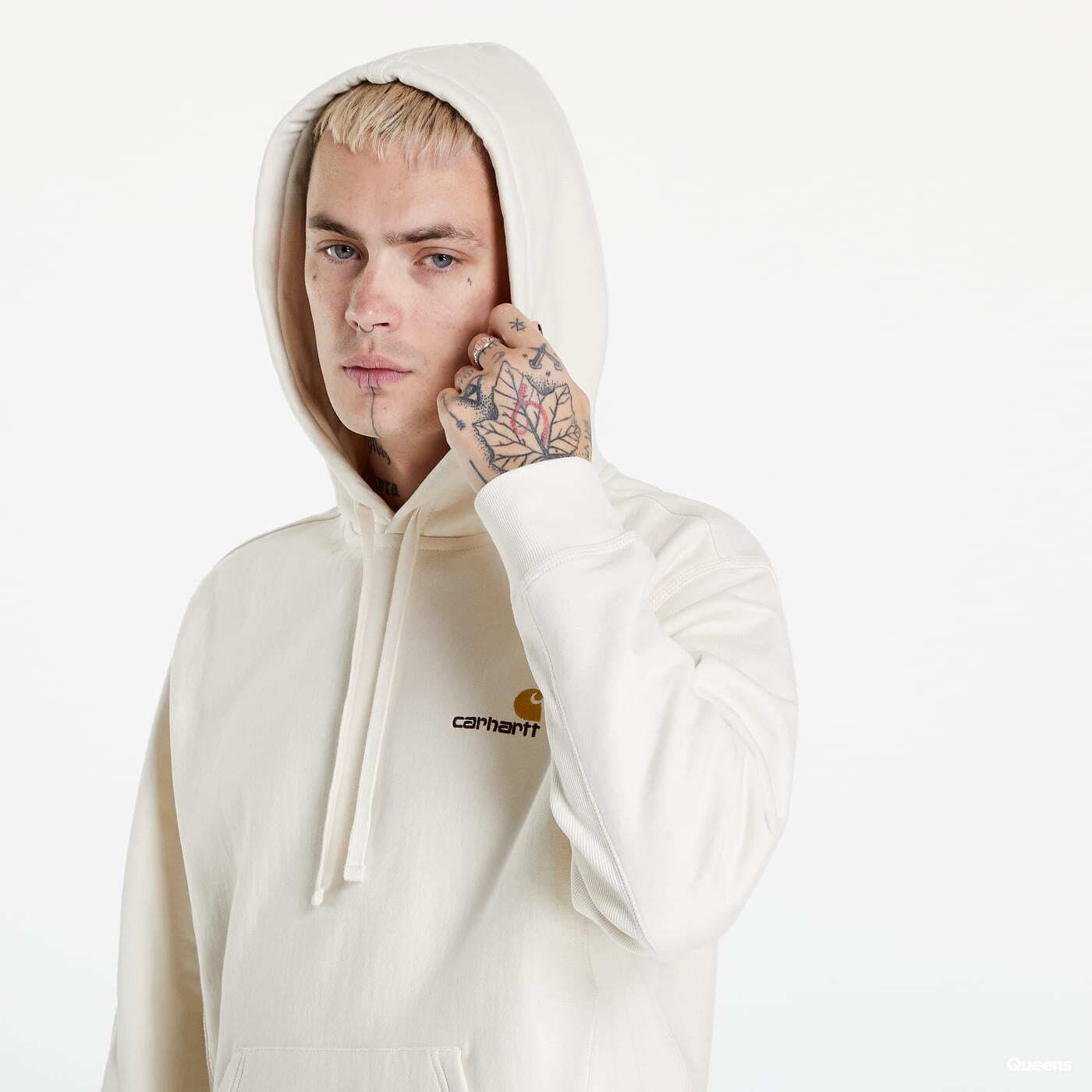 Bluzy męskie Carhartt WIP Hooded American Script Sweat UNISEX Natural