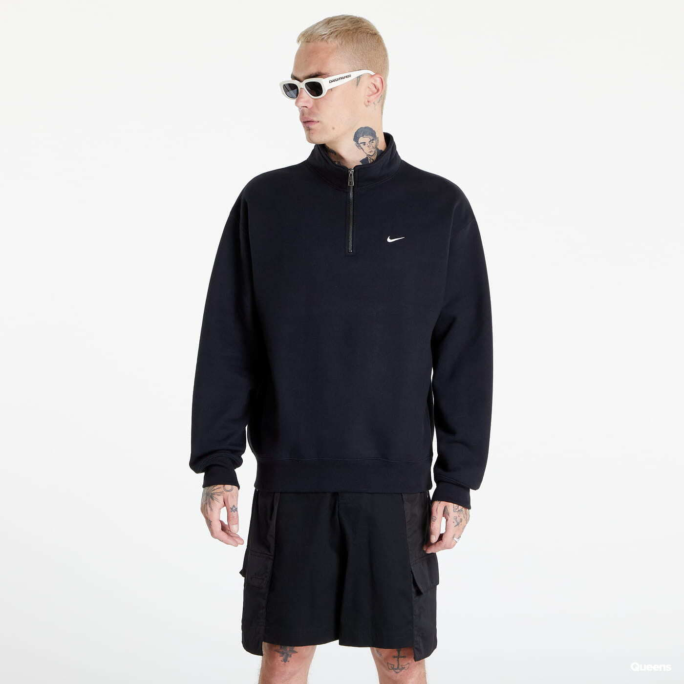 Sweatshirts Nike Solo Swoosh Men's 1/4-Zip Top Black/ White