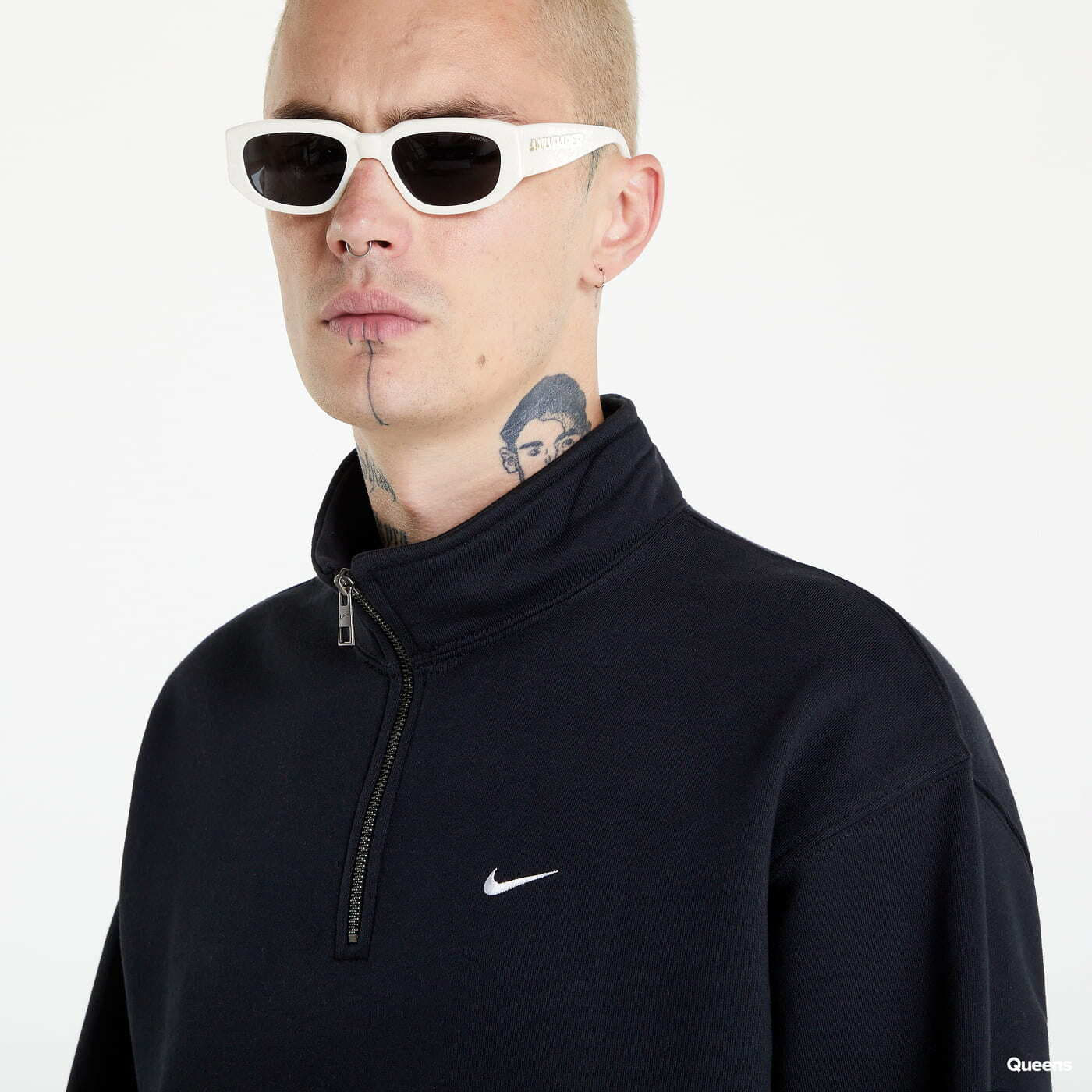 Sudaderas y Jerseys Nike Solo Swoosh Men's 1/4-Zip Top Black/ White