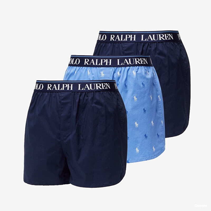 Bokserice Ralph Lauren Stretch Cotton Three Slim Fit Boxers 3-Pack Blue