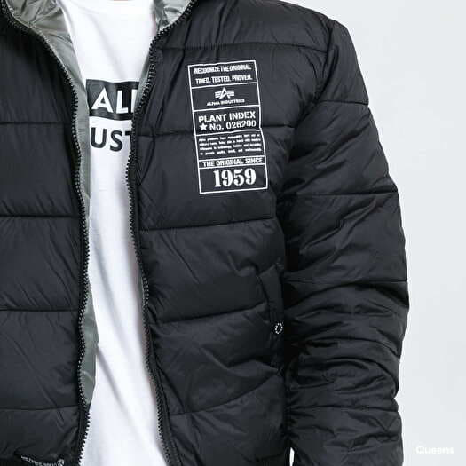 Alpha Industries Hooded Puffer FD Reversible Black/ Olive | Queens