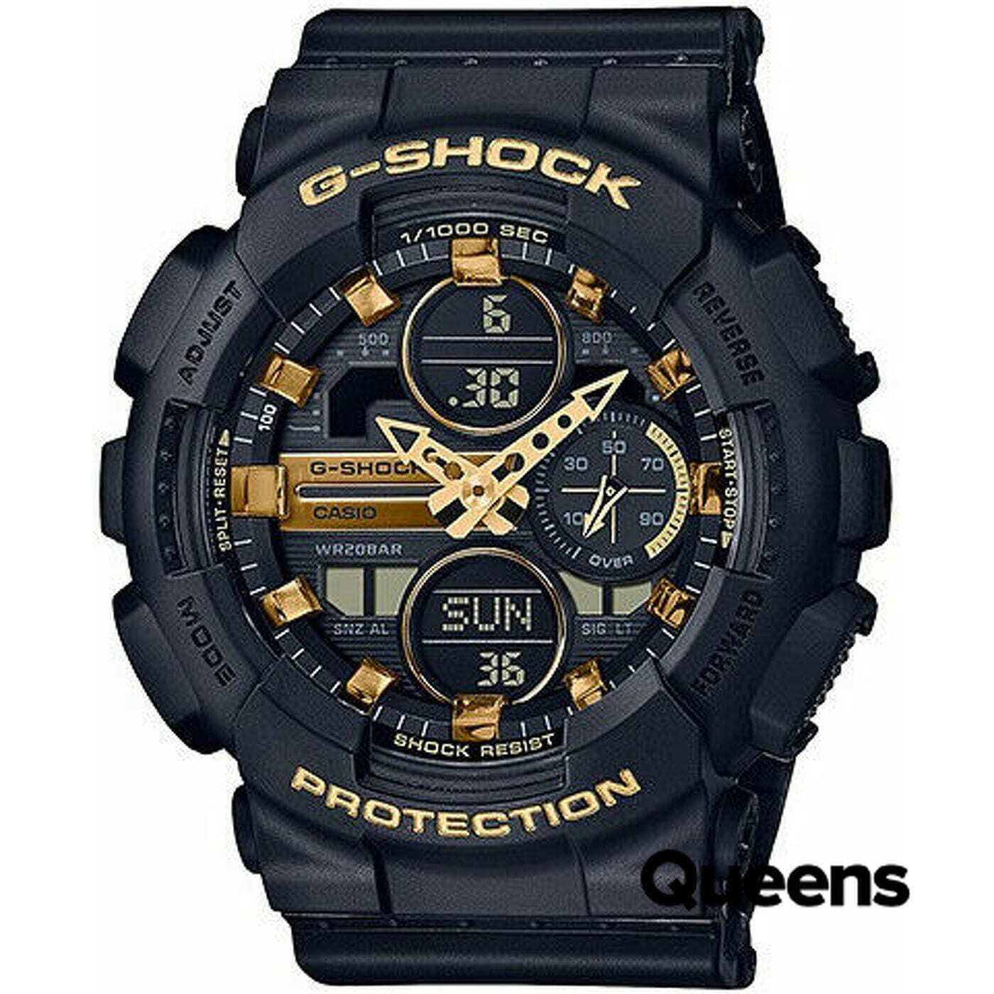 Watches Casio G Shock GMA S140M 1AER Metallic Markers and Accents Black Gold Queens