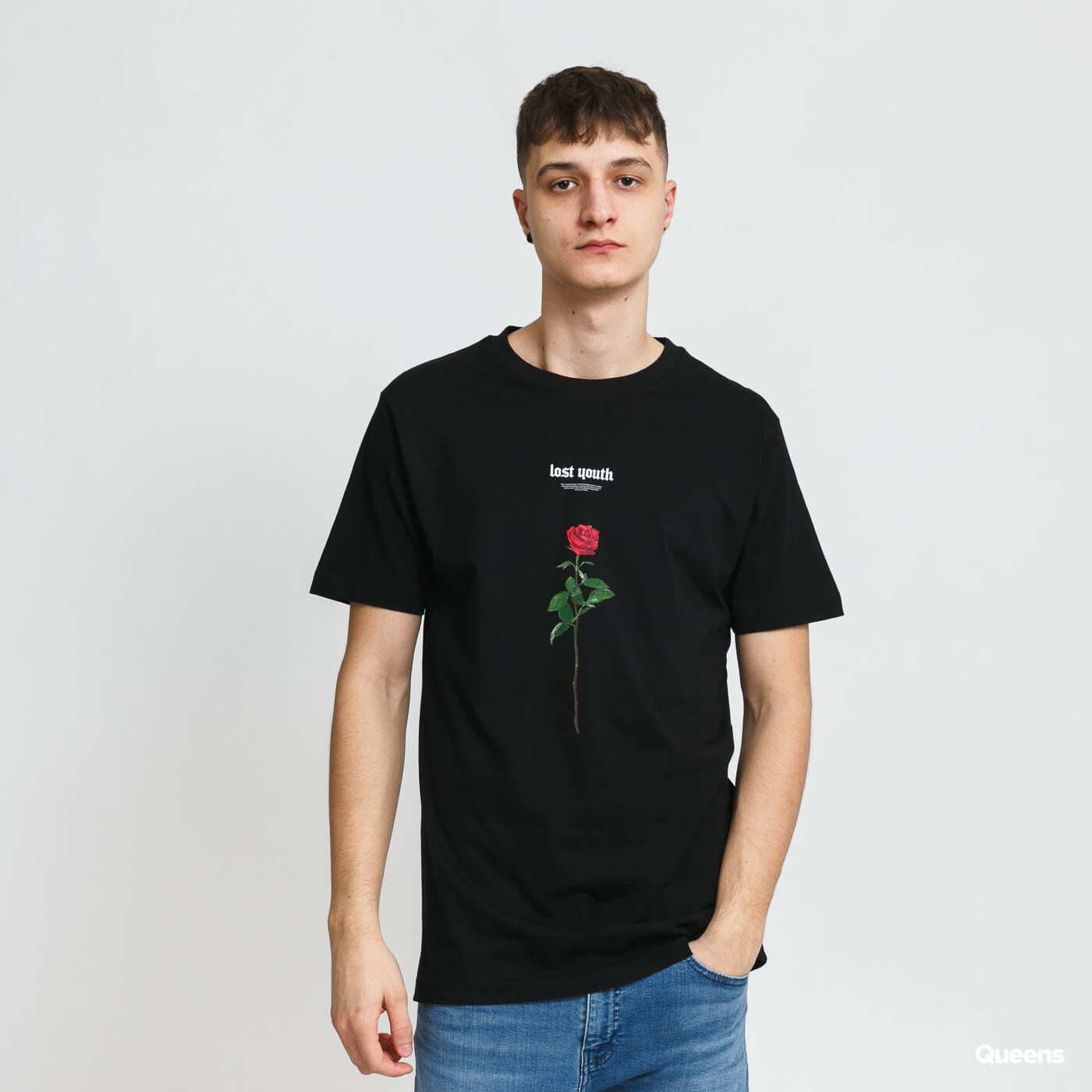 Tričko Urban Classics Lost Youth Rose Tee Black M