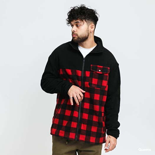 Φούτερ Urban Classics Patterned Polar Fleece Track Jacket Black/ Red