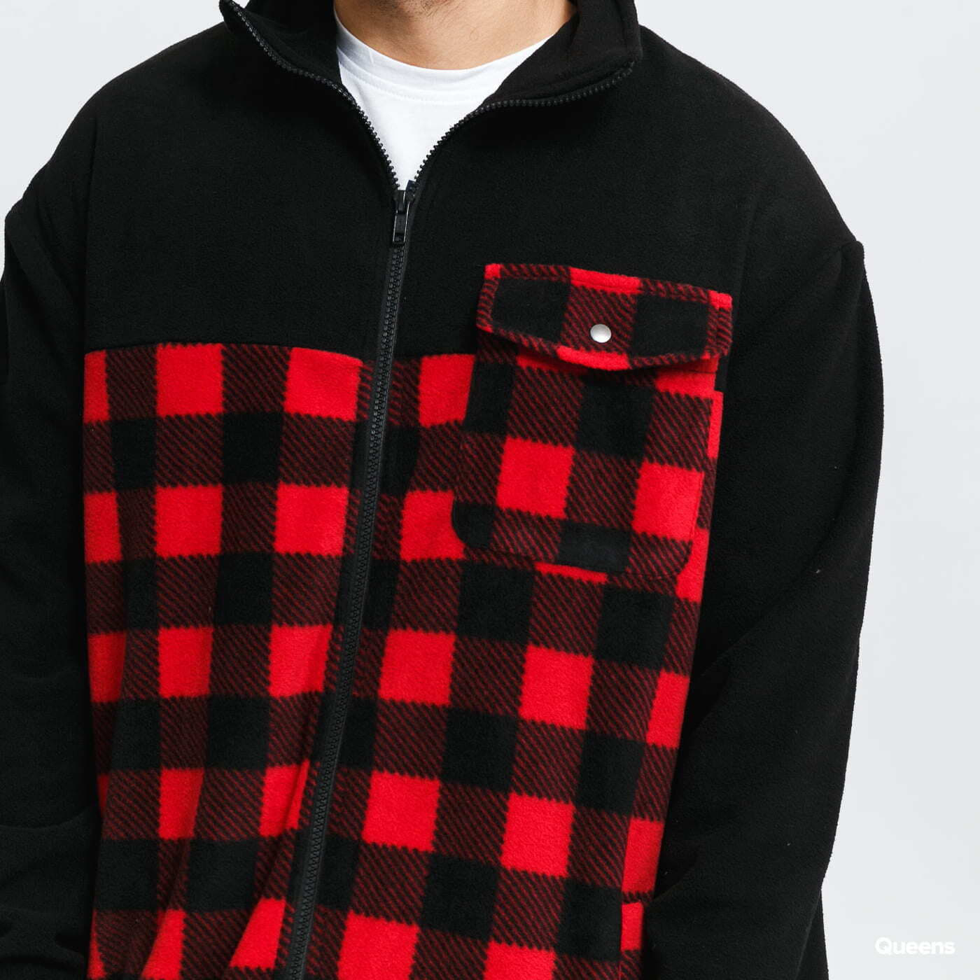 Sweatshirts Urban Classics Patterned Polar Fleece Track Jacket Black/ Red