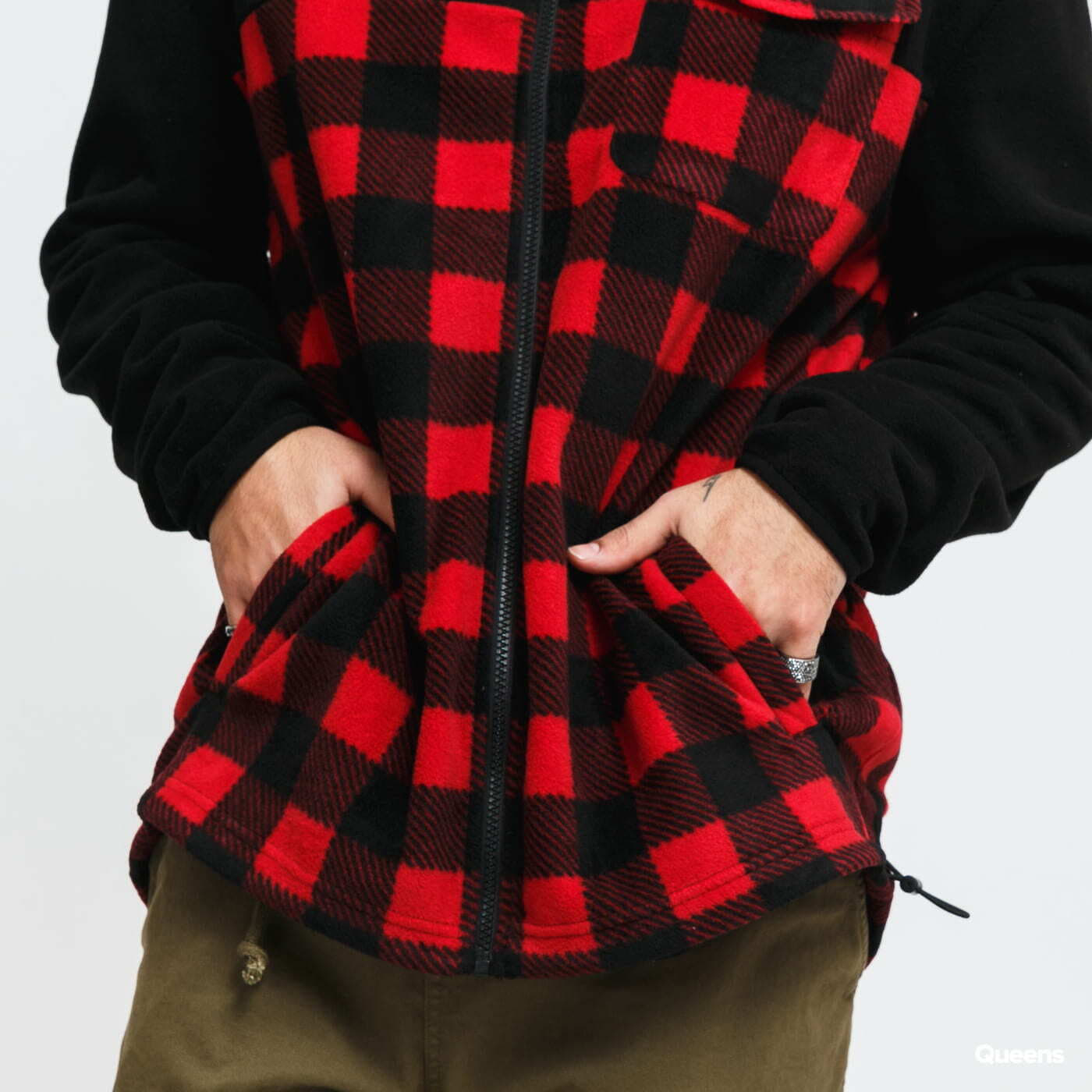 Sweatshirts Urban Classics Patterned Polar Fleece Track Jacket Black/ Red