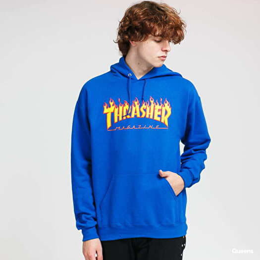 Hanorace Thrasher Flame Logo Hoody Blue | Queens