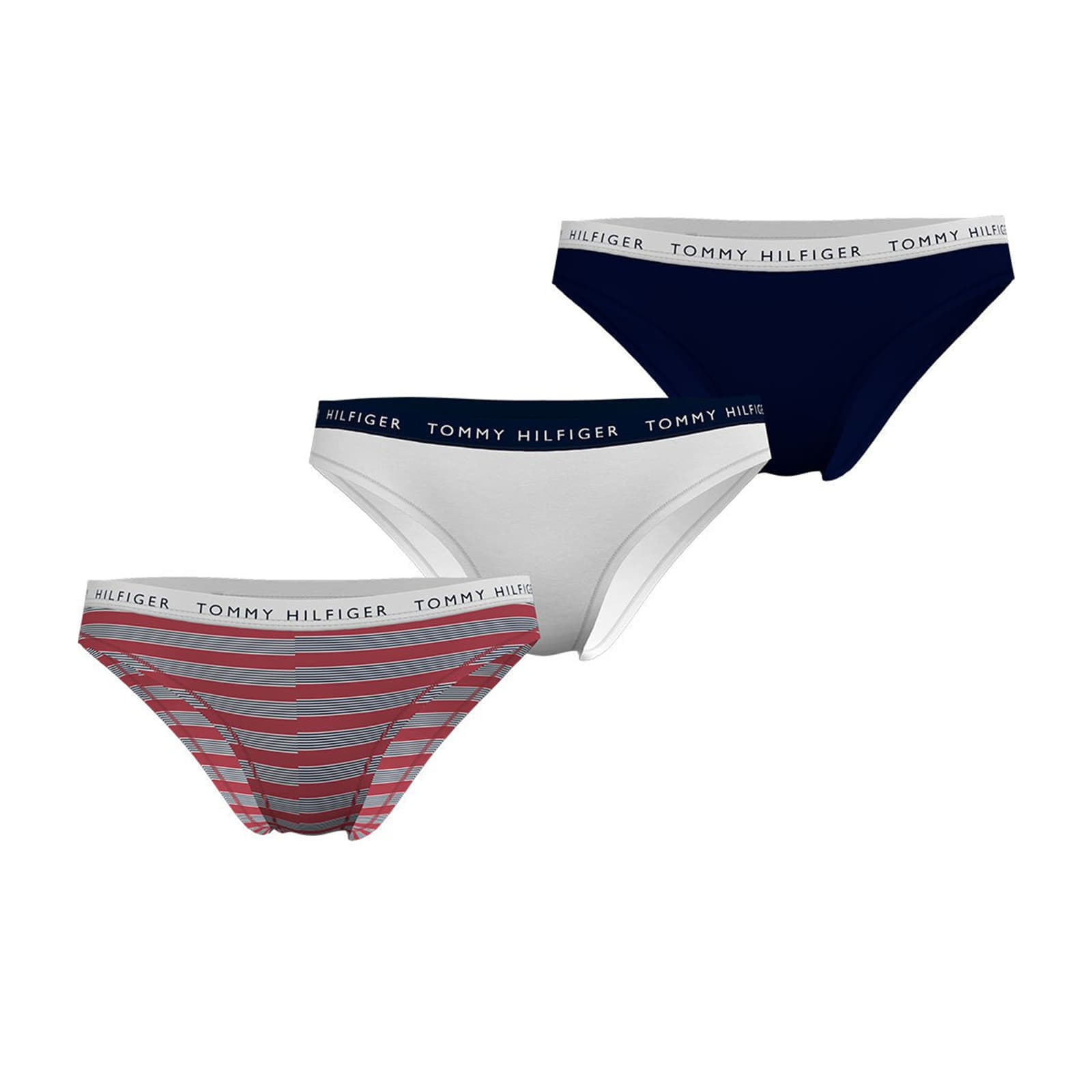 PĂĽksikud Tommy Hilfiger Essentials Bikini 3 Pack Vary Stripe/ White/ Desert Sky