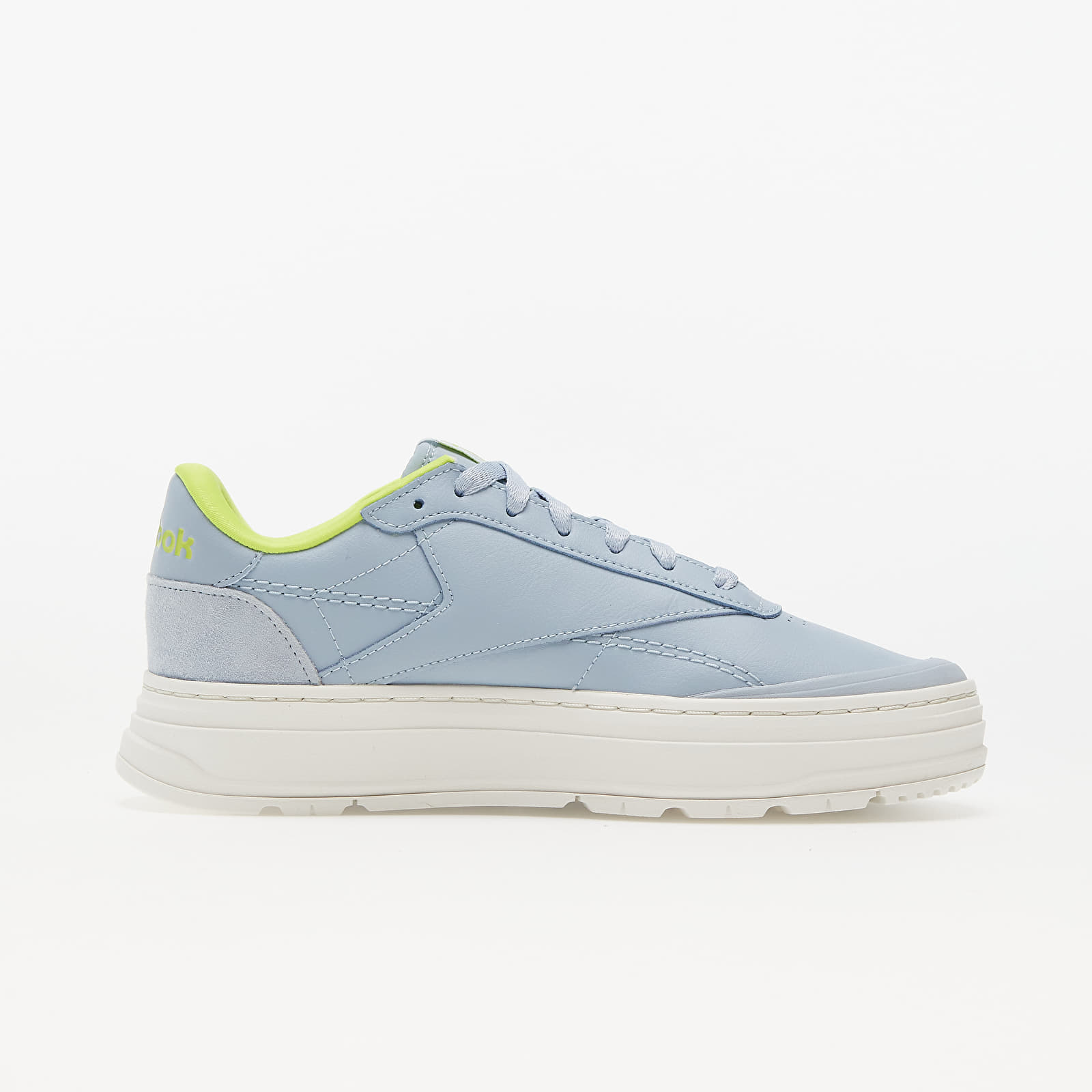 Women's sneakers and shoes Reebok Club C Double Geo Grey/ Chalk/ Acid Yellow
