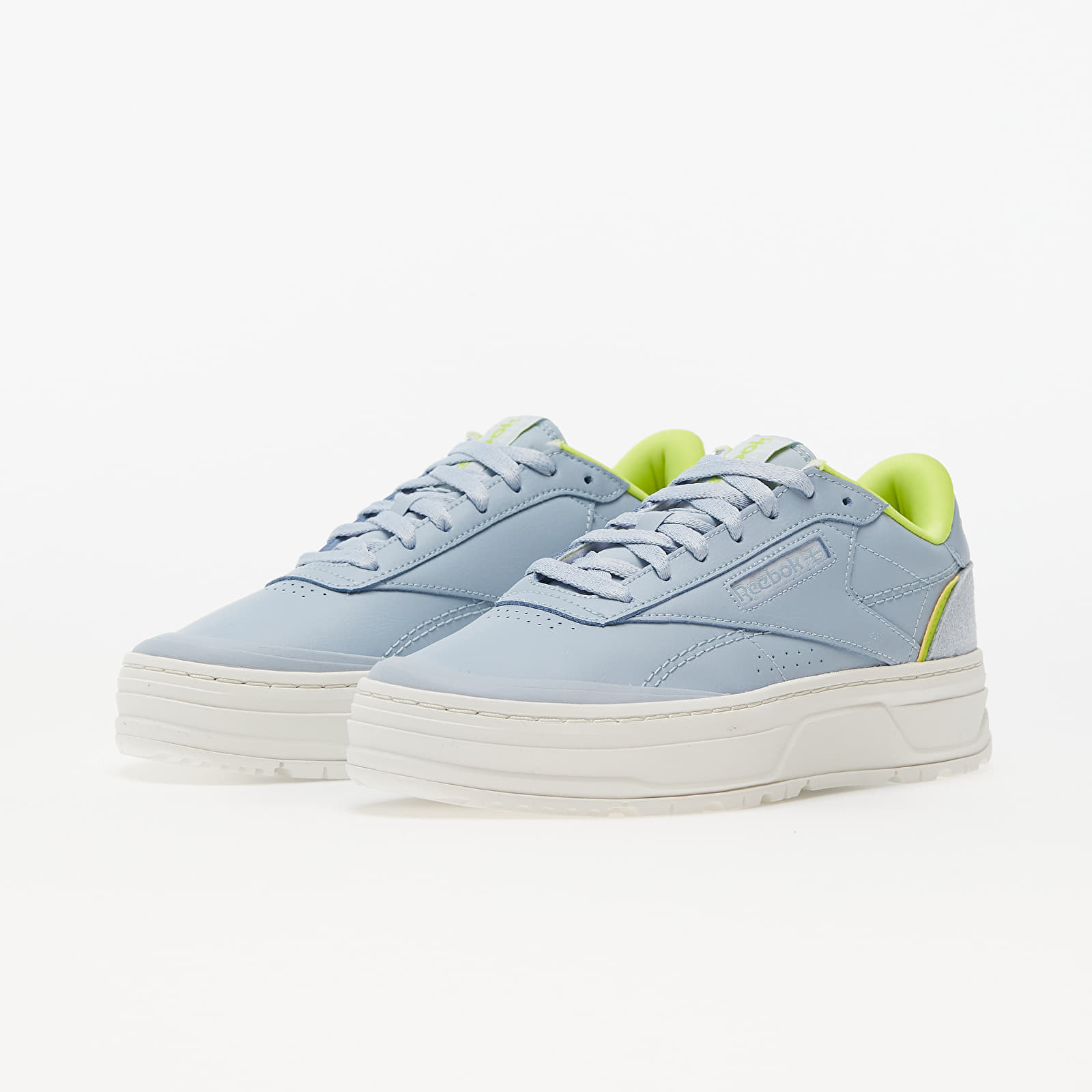 Women's sneakers and shoes Reebok Club C Double Geo Grey/ Chalk/ Acid Yellow