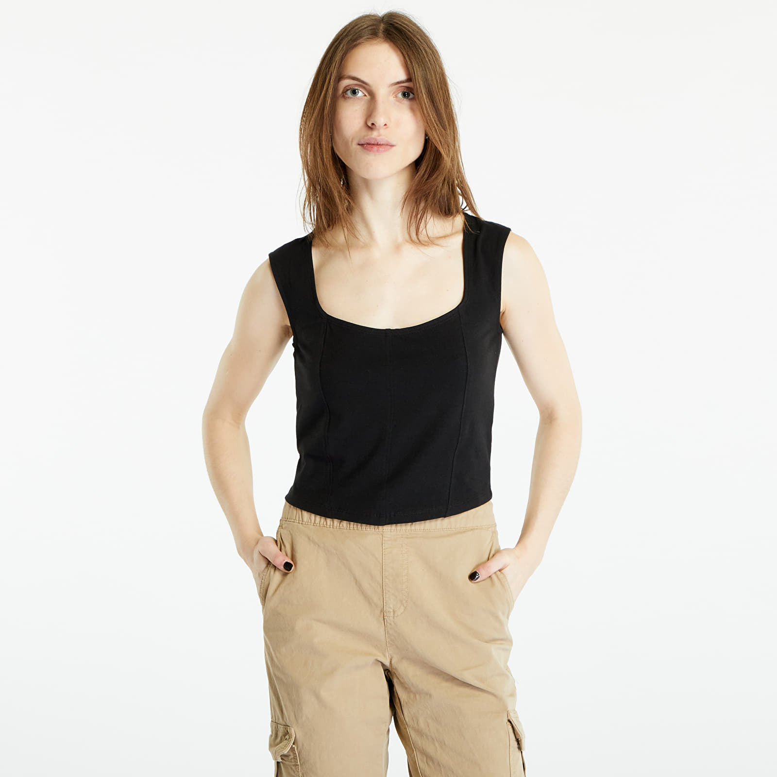 Topy Urban Classics Ladies Short Corsage Top Black