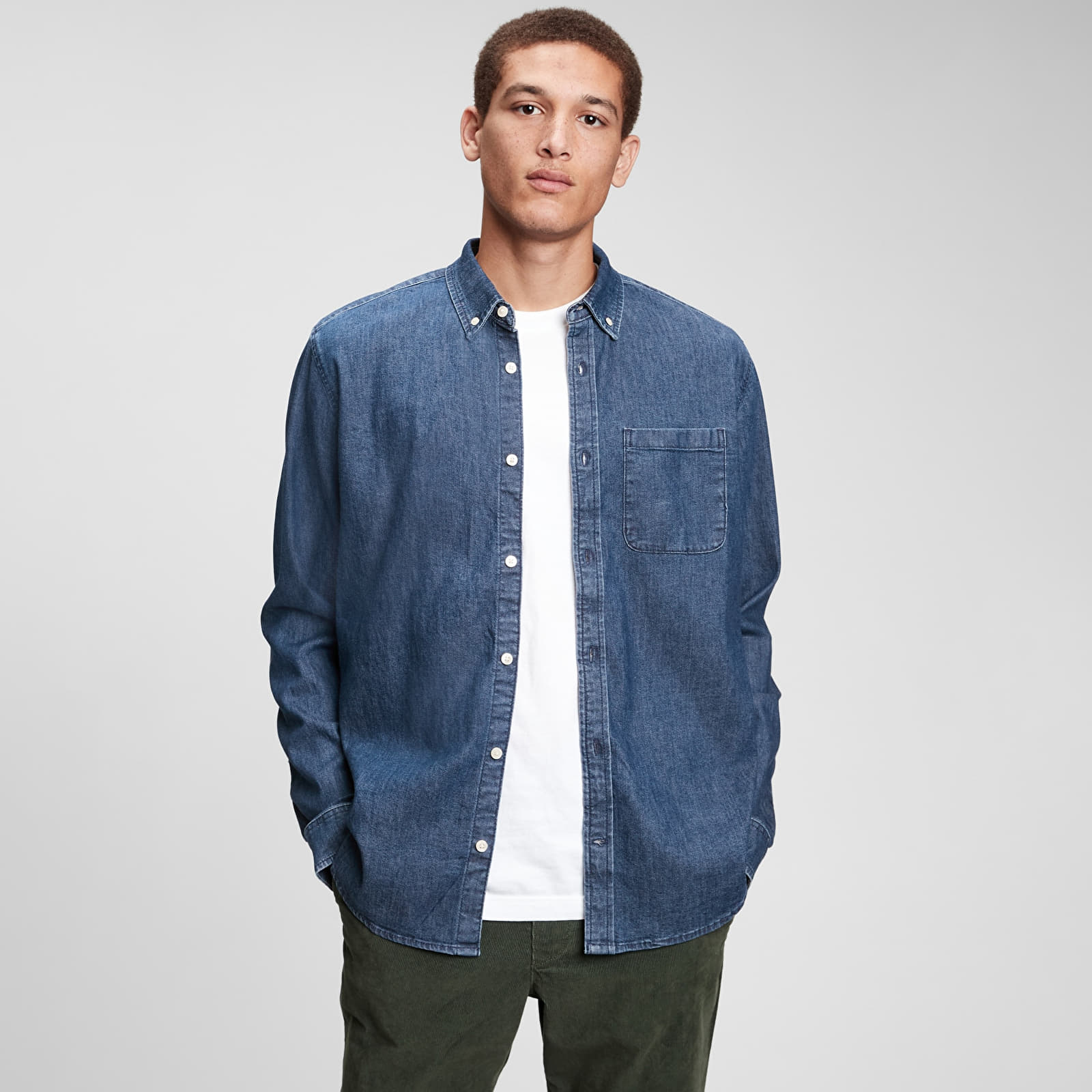 Shirts GAP Ls 1 Pkt Denim Shirt Medium Indigo