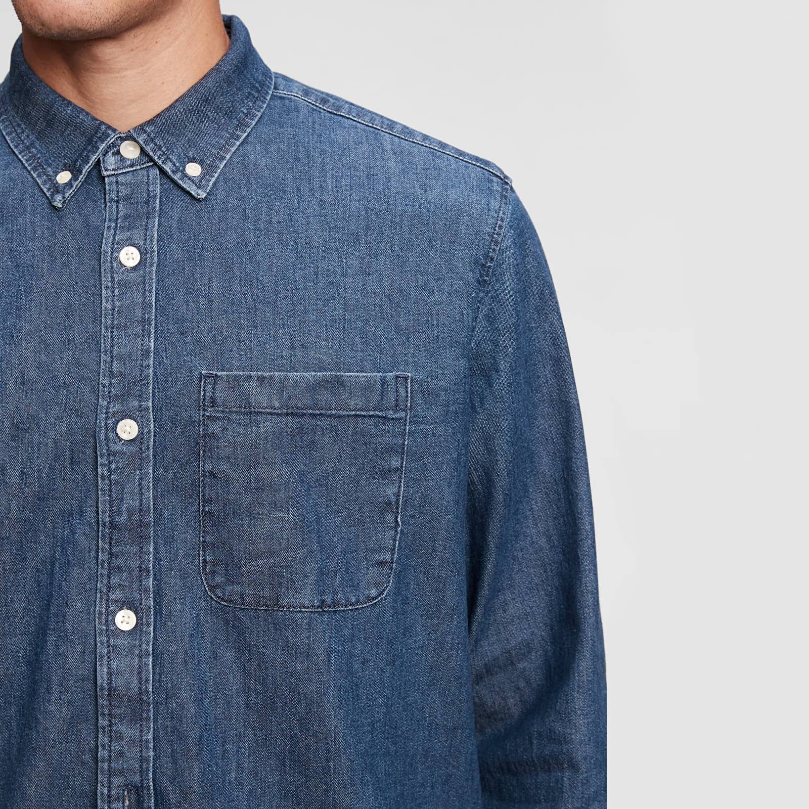 Shirts GAP Ls 1 Pkt Denim Shirt Medium Indigo