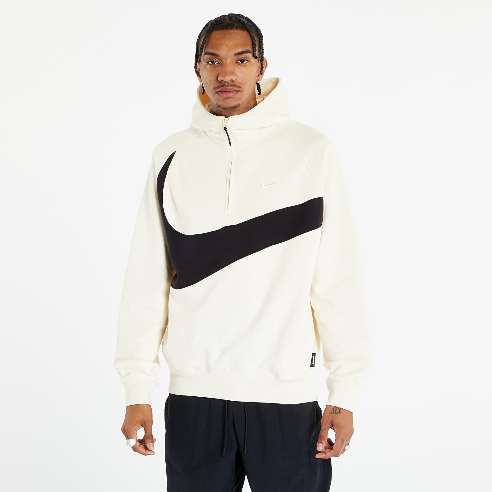 パーカー・フーディ Nike Swoosh Half Zip Fleece Hoodie Coconut Milk Black - Asia Nike Swoosh Half Zip Fleece Hoodie Black Coconut Milk - Asia