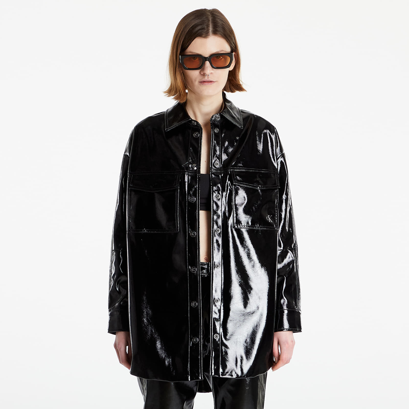 Cămăși CALVIN KLEIN JEANS Lacquer Oversized Overshirt Ck Black