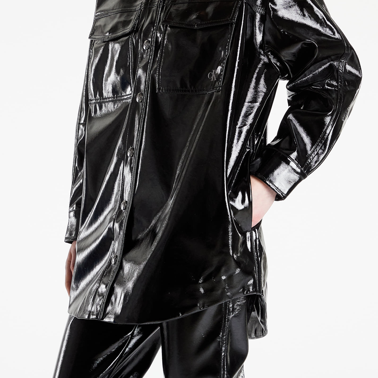 Cămăși CALVIN KLEIN JEANS Lacquer Oversized Overshirt Ck Black