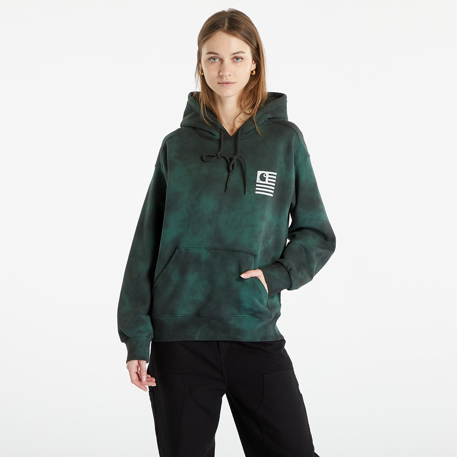 Mikiny Carhartt WIP Chromo Sweat Hoodie Treehouse Chromo/ White