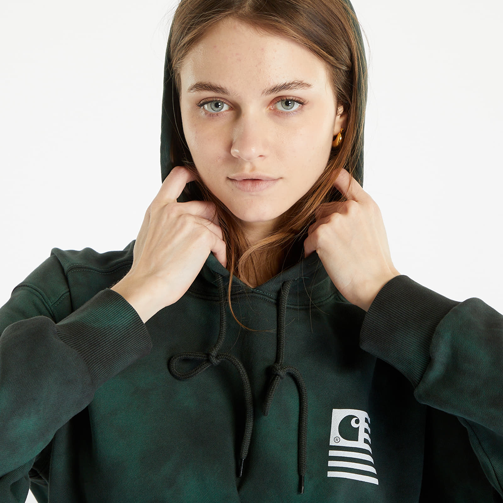 Mikiny Carhartt WIP Chromo Sweat Hoodie Treehouse Chromo/ White