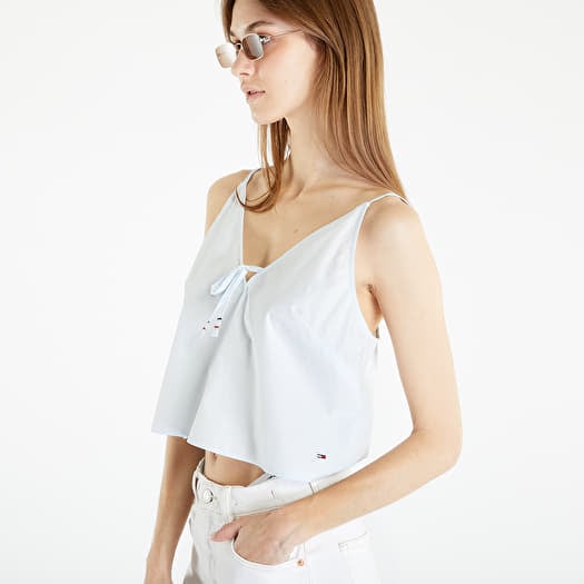 Top TOMMY JEANS Poplin Strappy Top Shimmering Blue