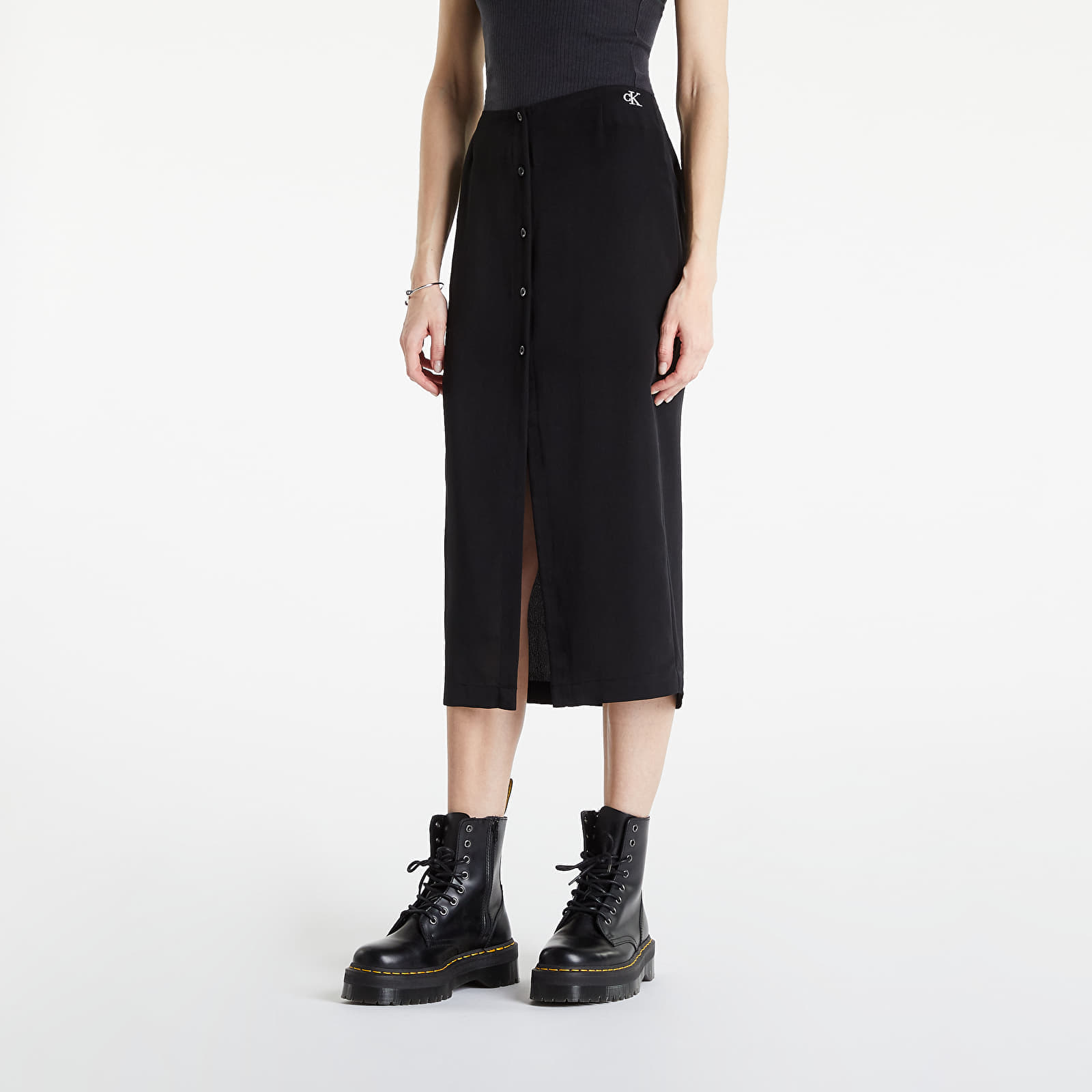 Gonne CALVIN KLEIN JEANS Buttons Through Split Midi Skirt Ck Black
