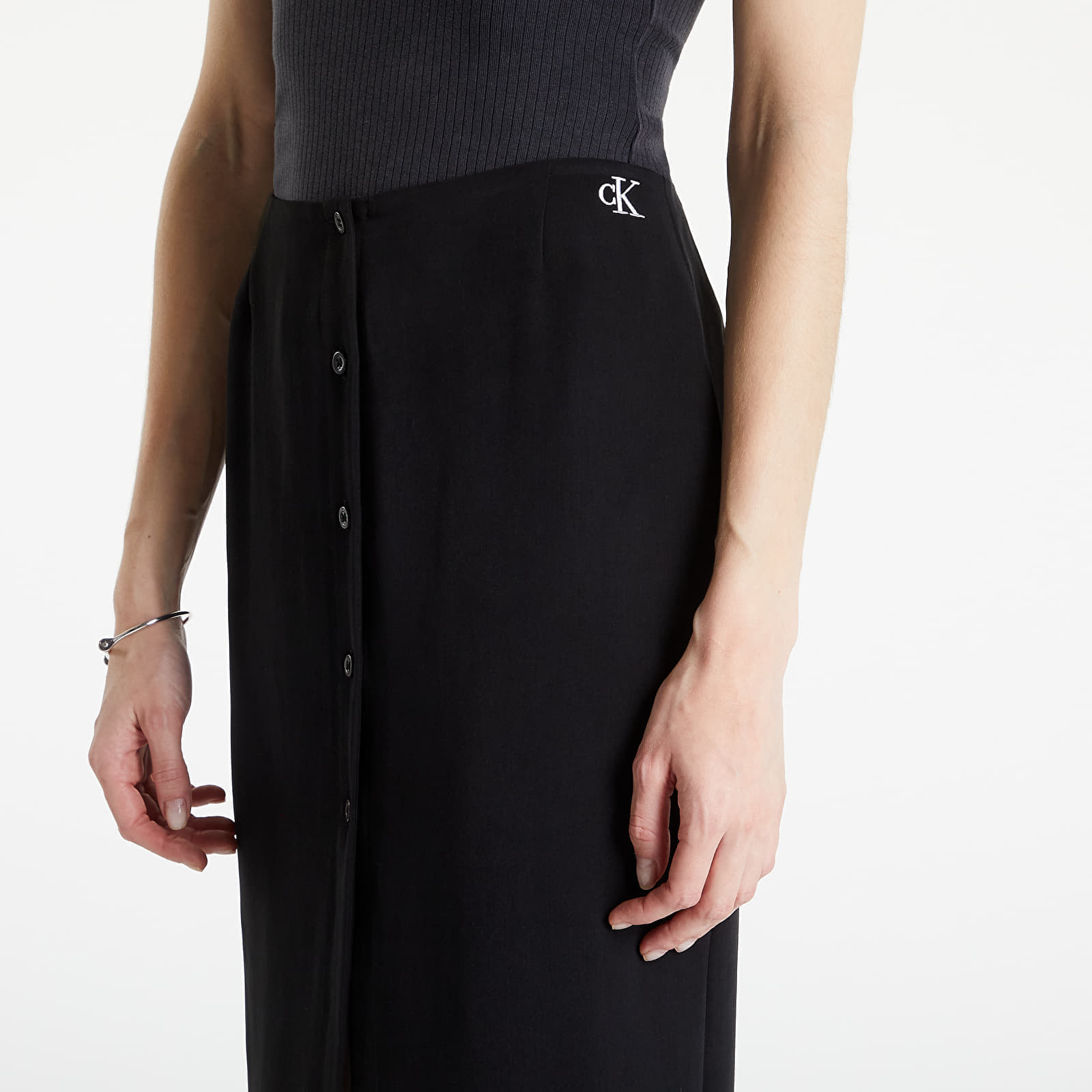 Gonne CALVIN KLEIN JEANS Buttons Through Split Midi Skirt Ck Black