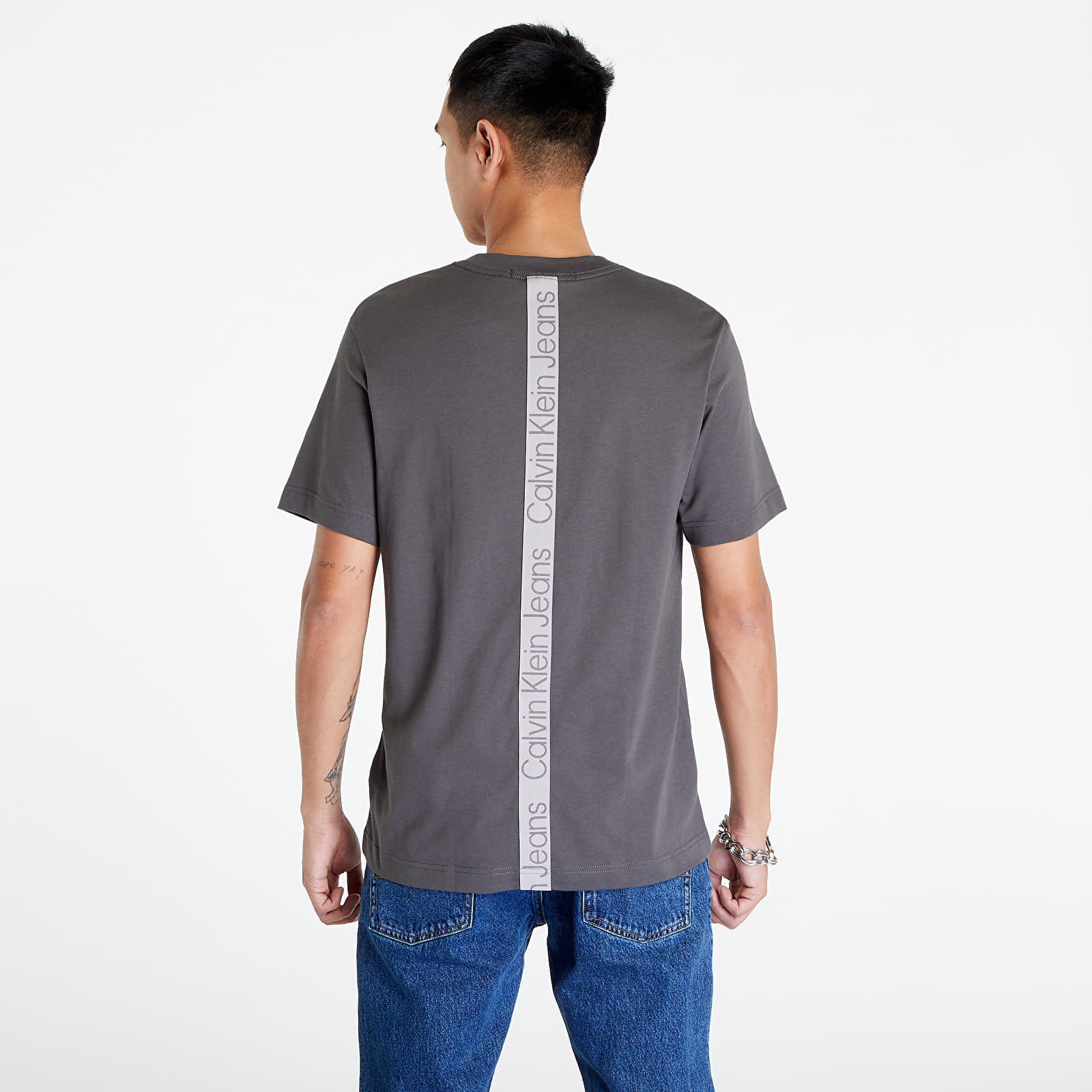 Tricouri  CALVIN KLEIN JEANS Logo Tape Tee Industrial Grey