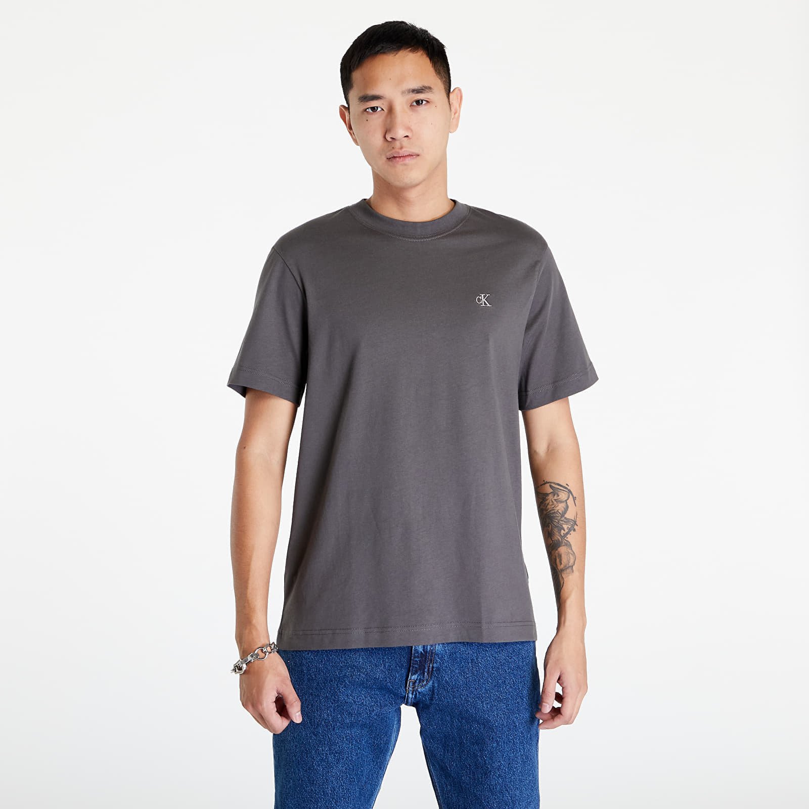 Tricouri  CALVIN KLEIN JEANS Logo Tape Tee Industrial Grey
