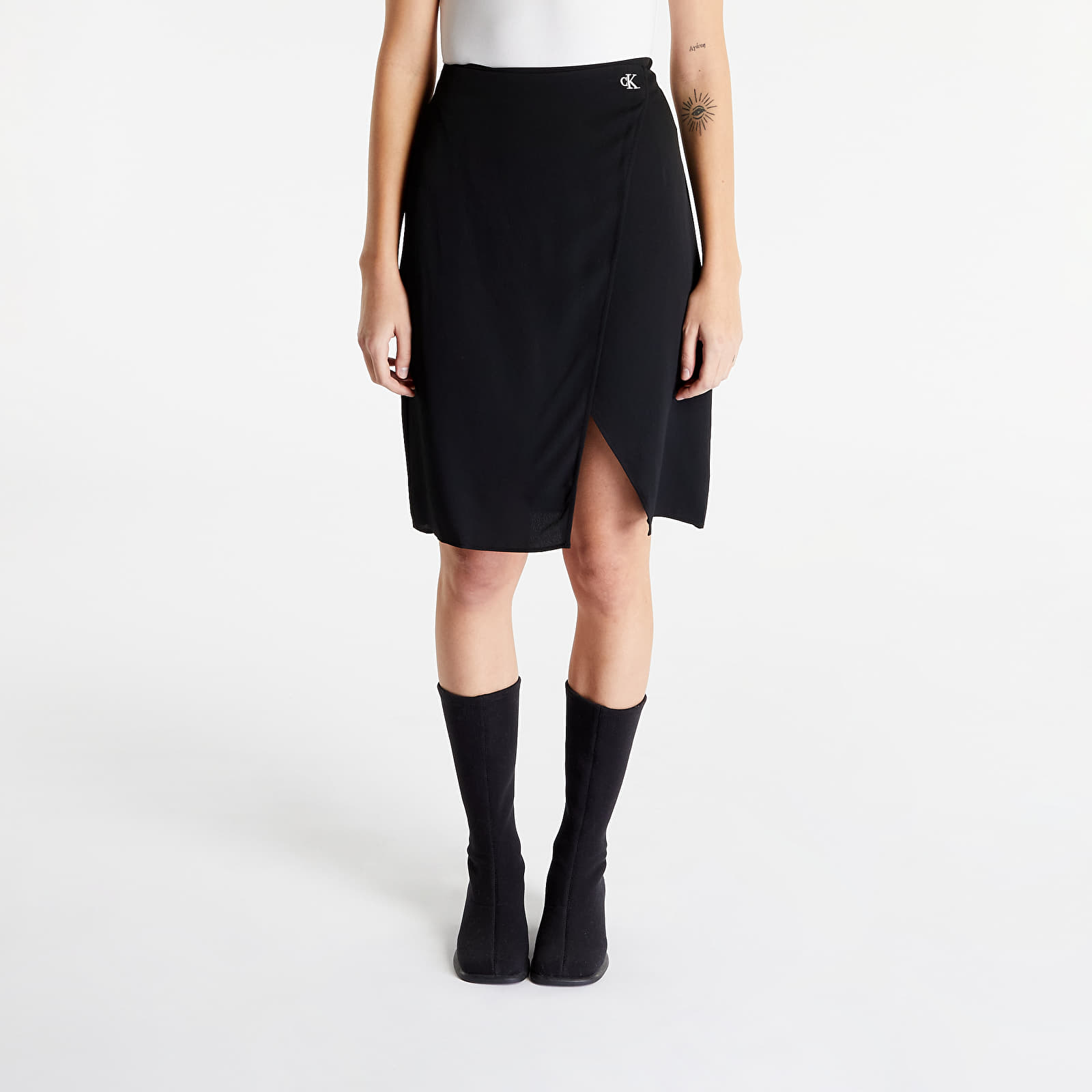 Black Queens KLEIN CALVIN Tie Detail JEANS Skirt Midi | Skirts