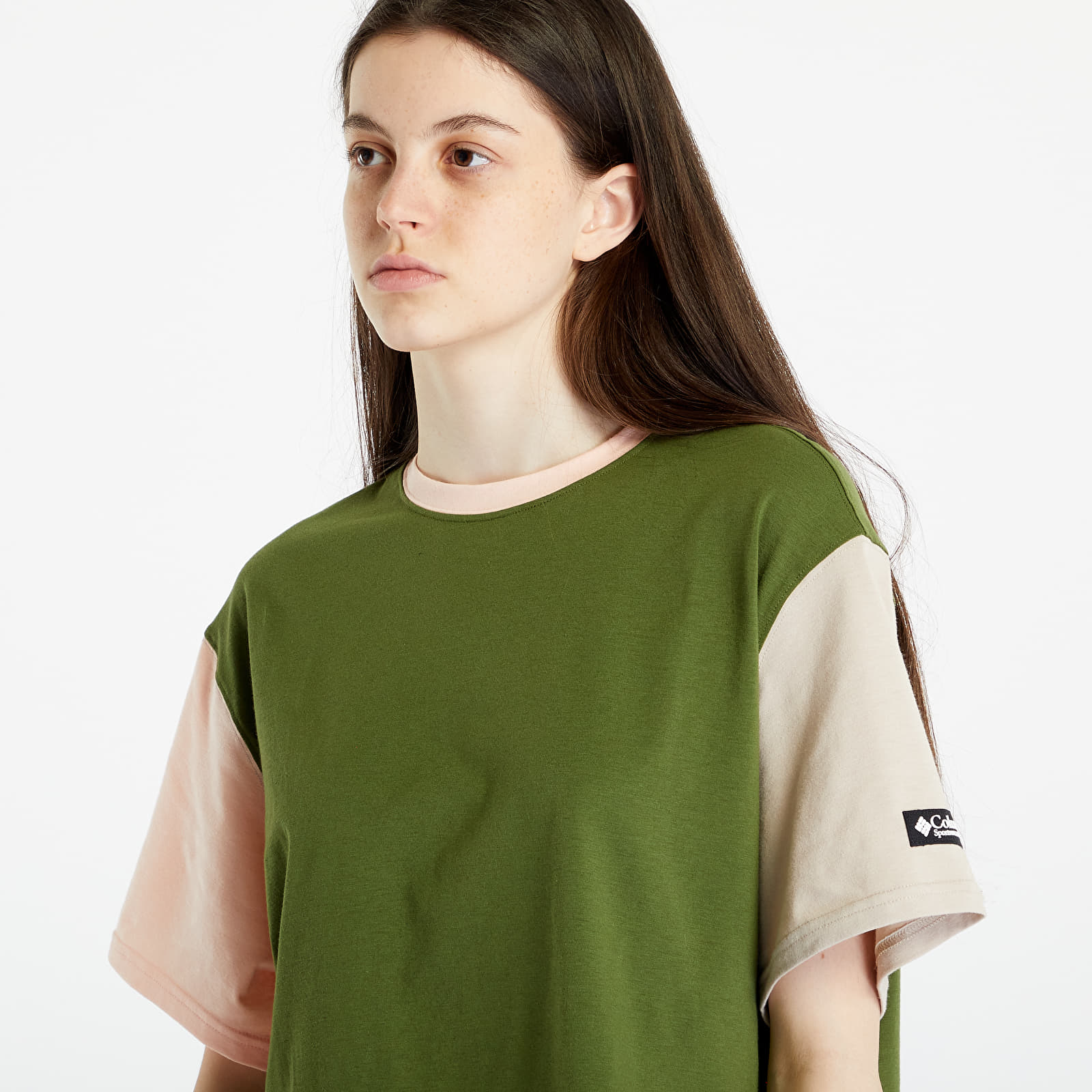 T-Shirts Columbia Deschutes Valley™ Cropped SS Tee Pesto/ Peach Blossom