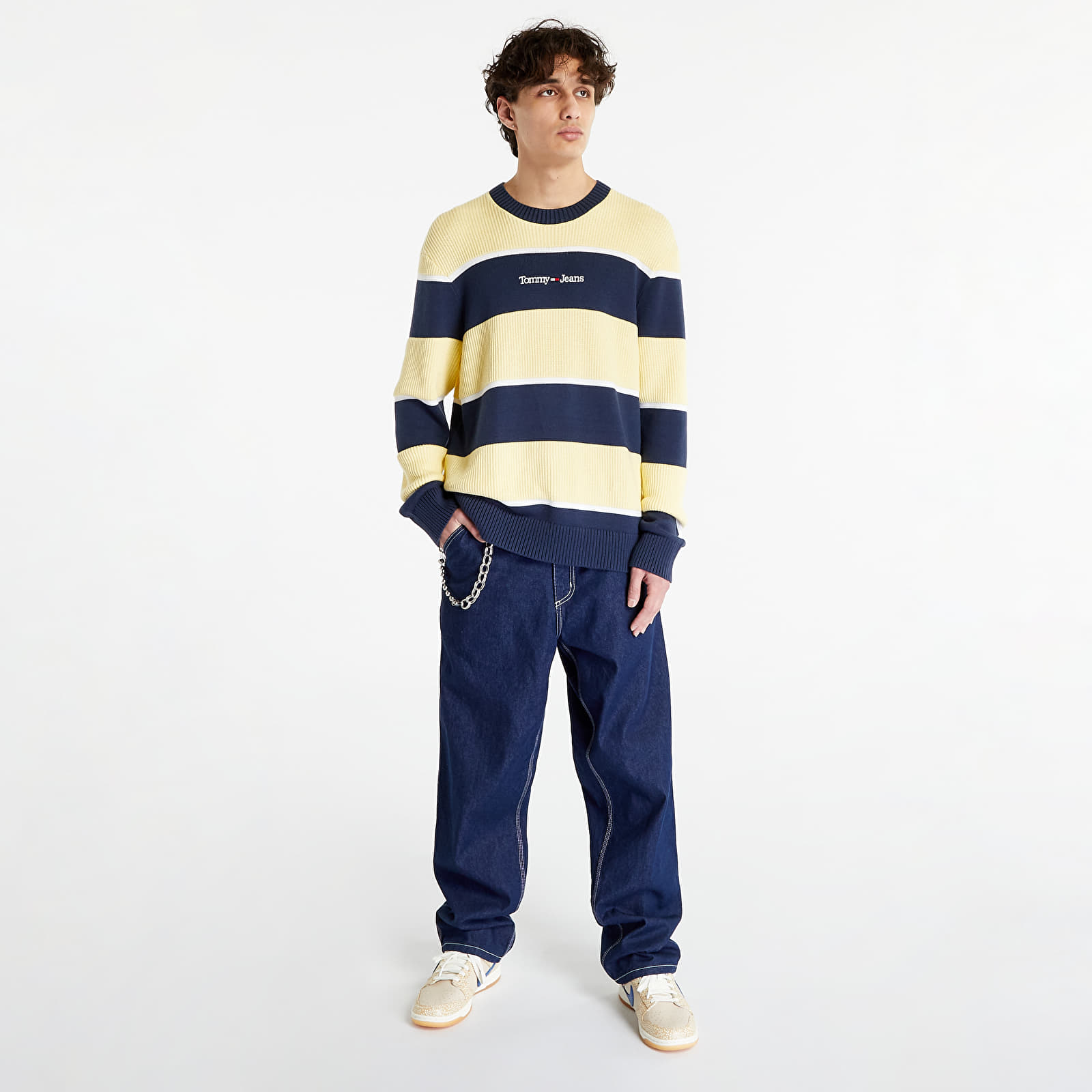 Svetry TOMMY JEANS Relaxed Bold Stripe Pullover Twilight Navy/ Multi