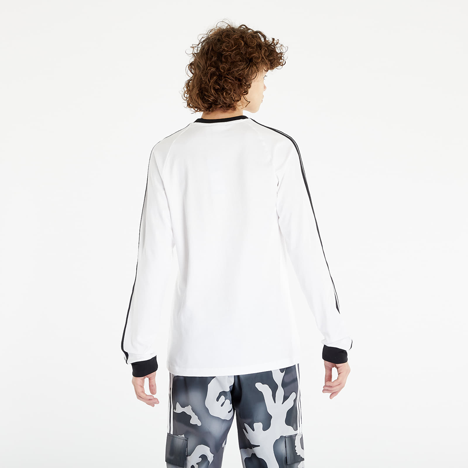 T shirts adidas Originals 3 Stripes Long Sleeve Tee White Queens
