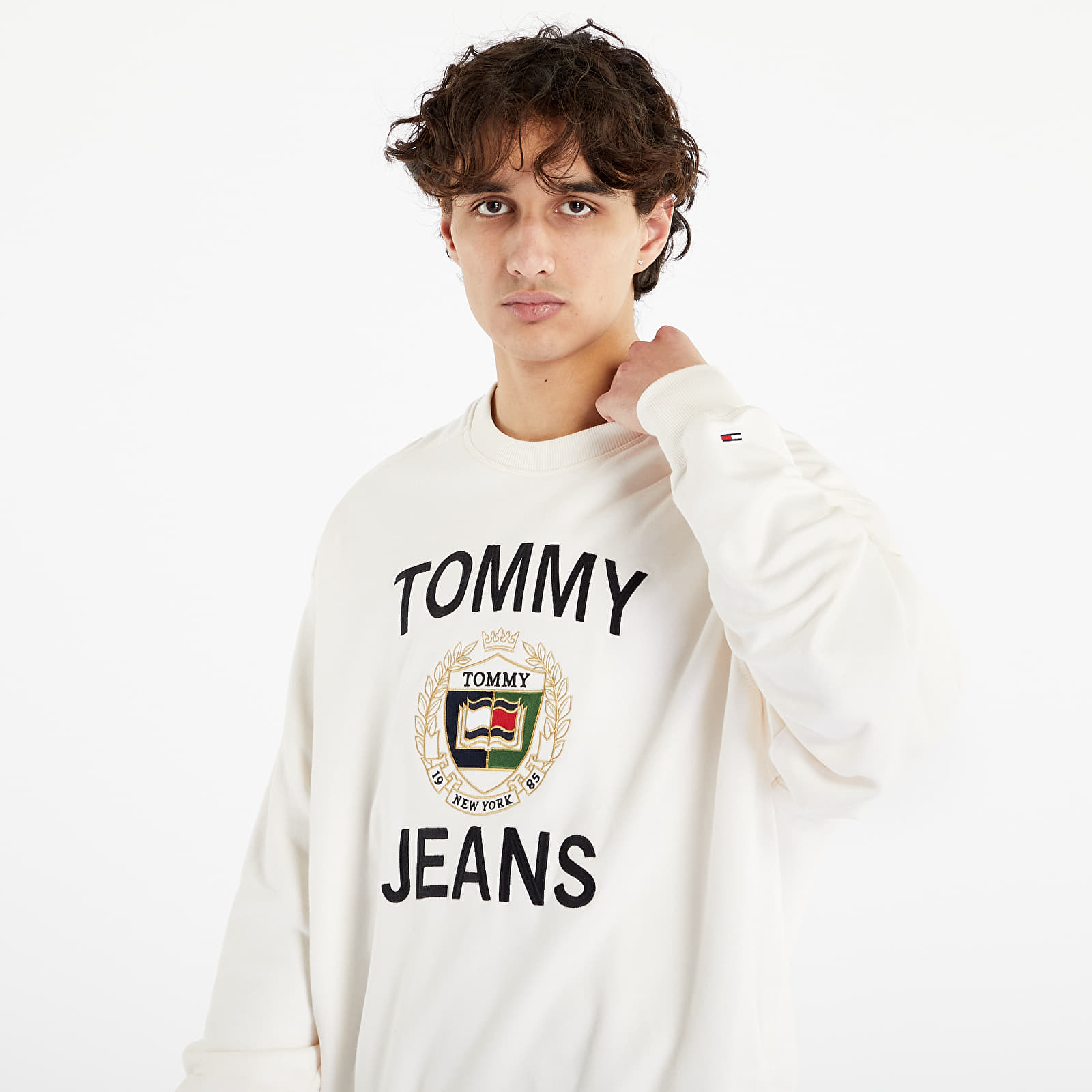 Hanorace Tommy Jeans Boxy Luxe Crewneck Ancient White